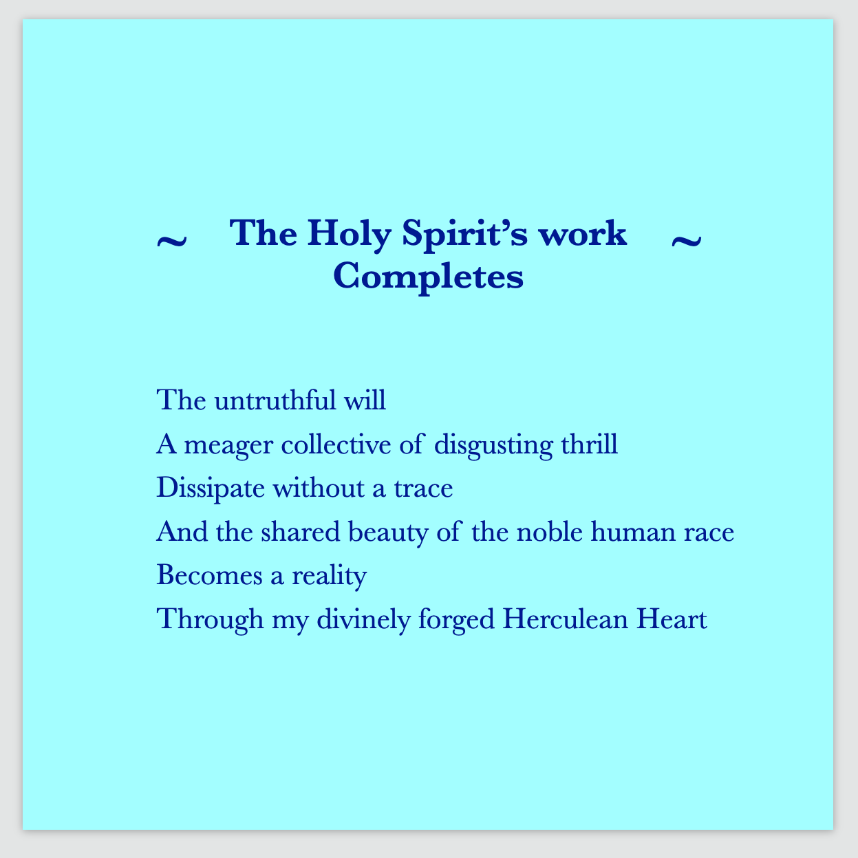 A poem by Cintia Detre / Cynthia Detre titled ‘The Holy Spirit’s work Completes’