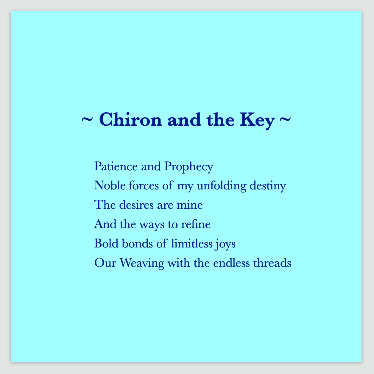 A poem by Cintia Detre / Cynthia Detre titled ‘Chiron and the Key’