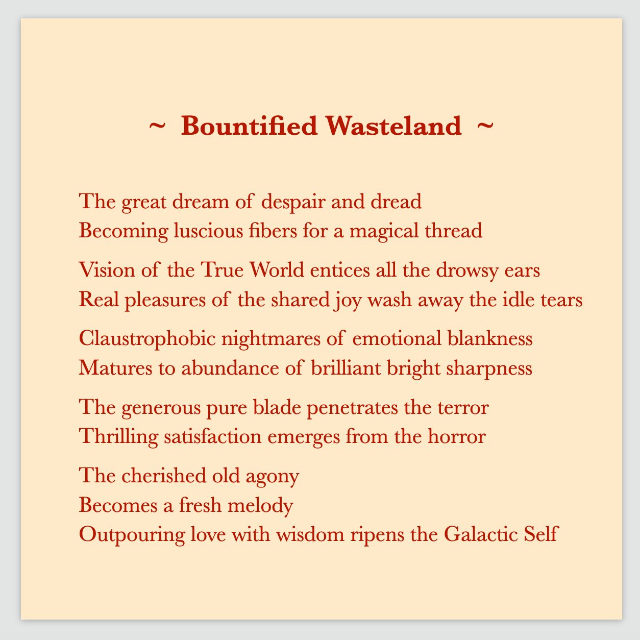 A poem by Cintia Detre / Cynthia Detre titled ‘Bountified Wasteland’
