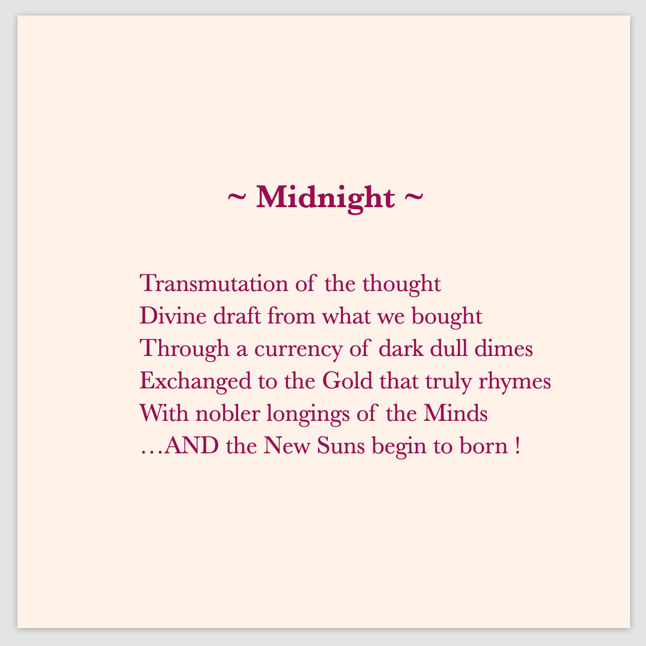 A poem by Cintia Detre / Cynthia Detre titled ‘Midnight’
