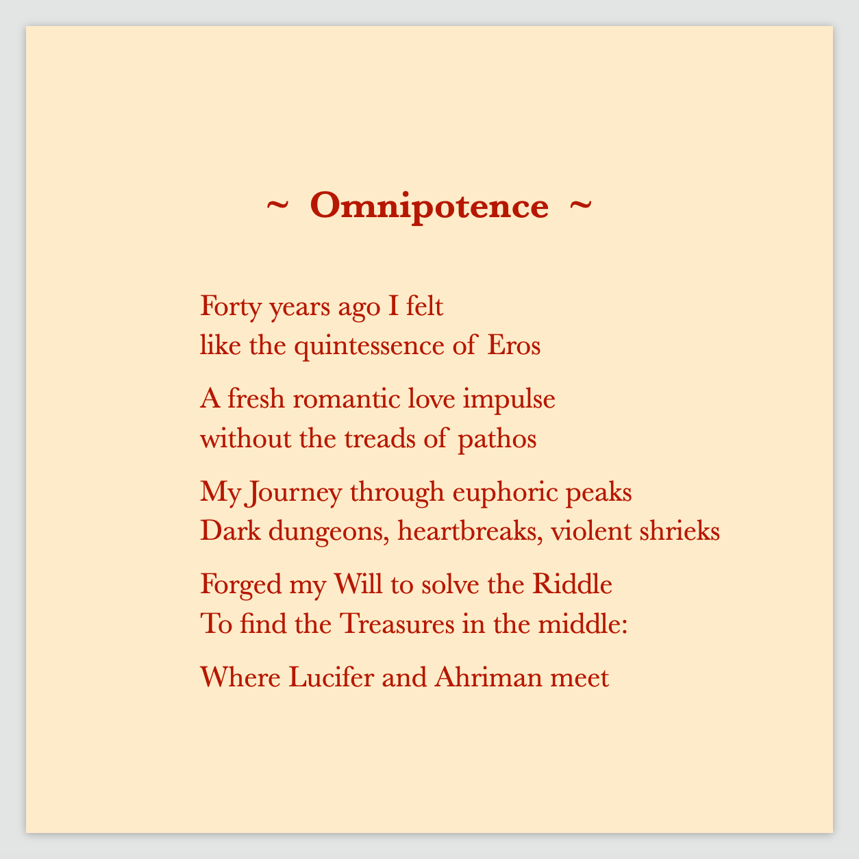 A poem by Cintia Detre / Cynthia Detre titled ‘Omnipotence’