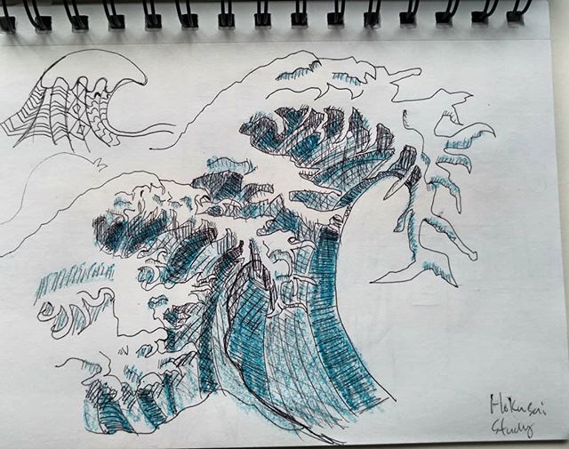 Hokusai study. Pilot easytouch fine and a @stonecreekcoffee blue crayon.

#inkdrawing #coffeeshopdoodles #japanesemasters