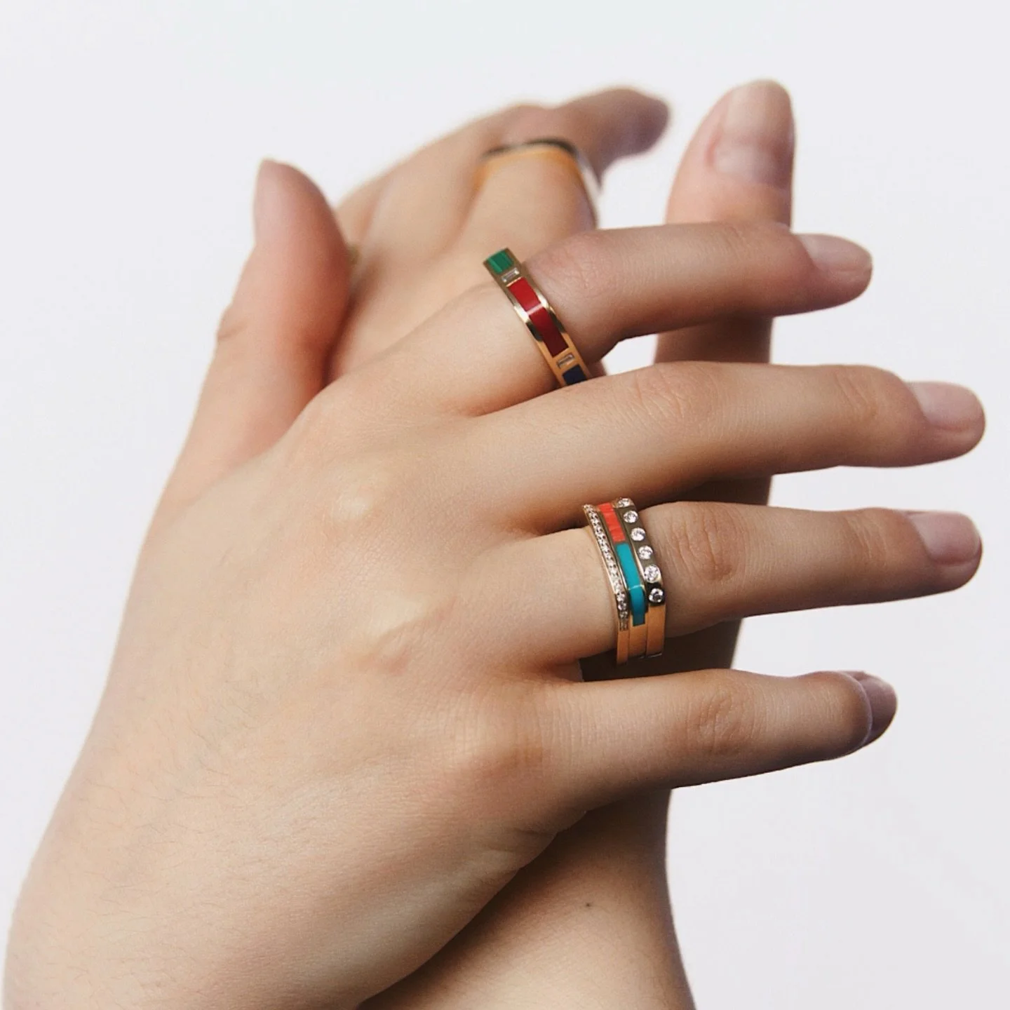 Form follows feeling.
Gold, inlay, and diamonds &mdash; set to move with you.