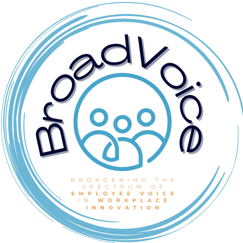roadVoice logo with a circular blue graphic and the tagline “Broadening the spectrum of employee voice in workplace innovation.”