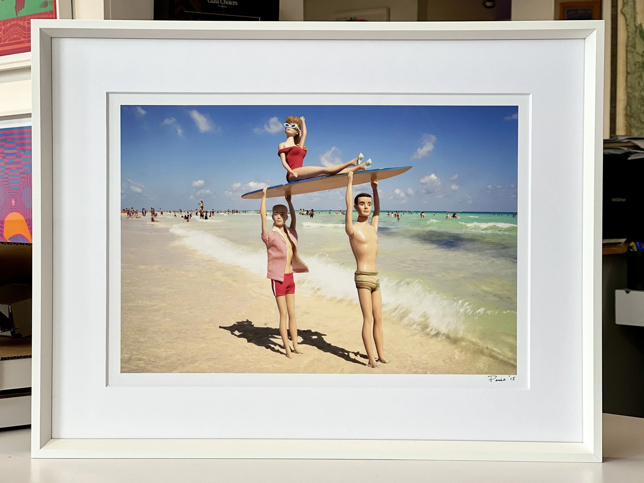 framed photograph barbie ken at beach by photographer David parise
