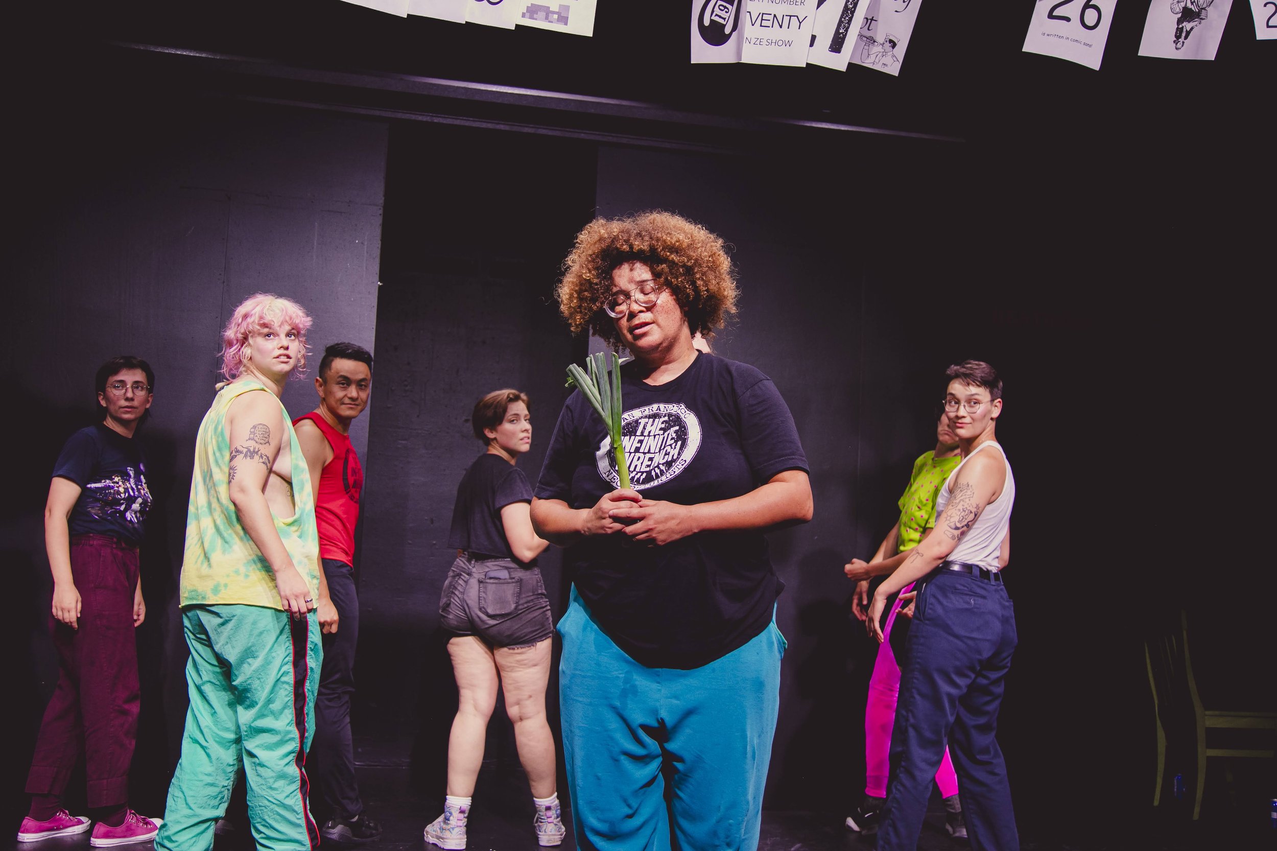 Shaina Wagner, jeb, Siyu Song, Hannah Cantor, Ray Ray, and Clay Palmer in "An Elementary School Vegetable Musical That is Really Better Suited for the San Francisco Neofuturists"