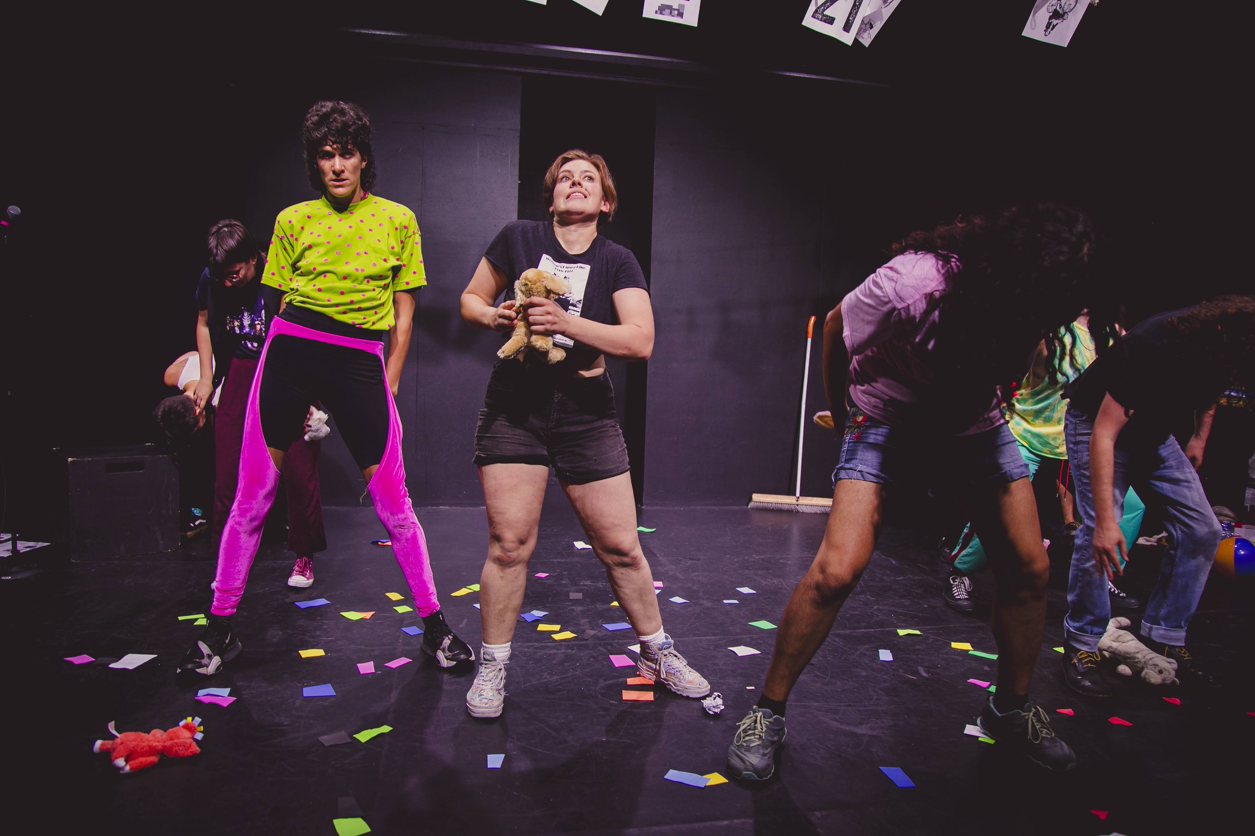 Geulah Finman, Hannah Cantor, Maia Deutsch and ensemble in "Maybe Baby (Maybe Not)"