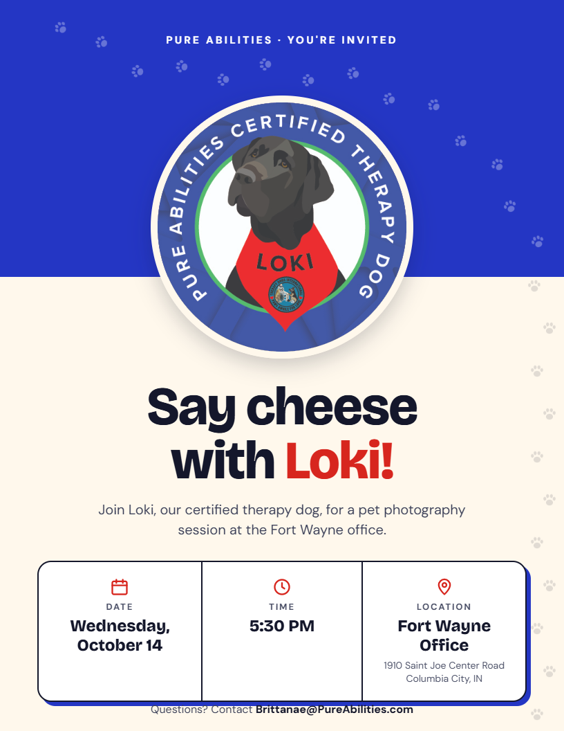 Pure Abilities: 📸 Say Cheese with Loki the Therapy Dog