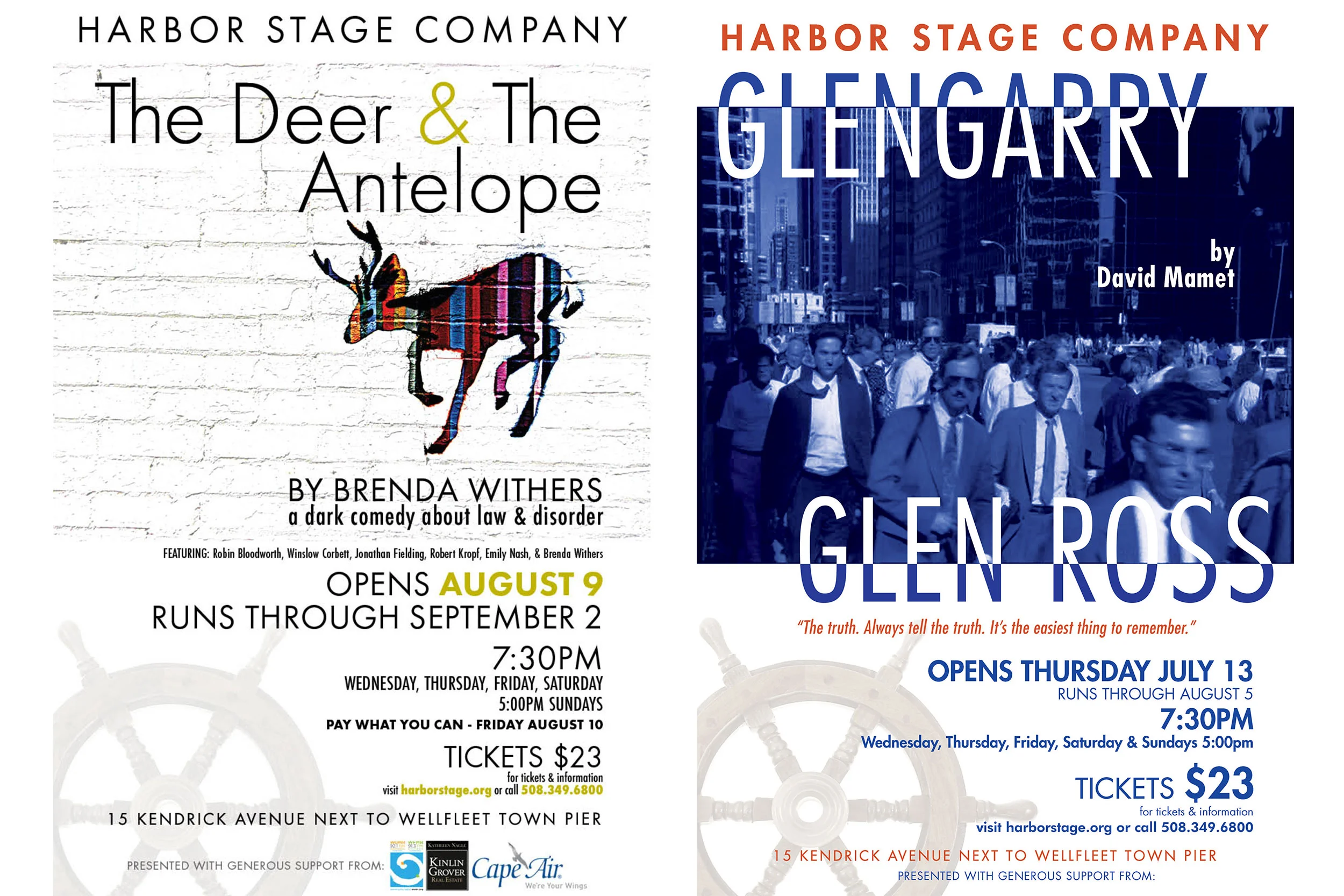 [work] The Deer &amp; The Antelope / Glengarry Glen Ross - Posters [client] Harbor Stage Co. Wellfleet