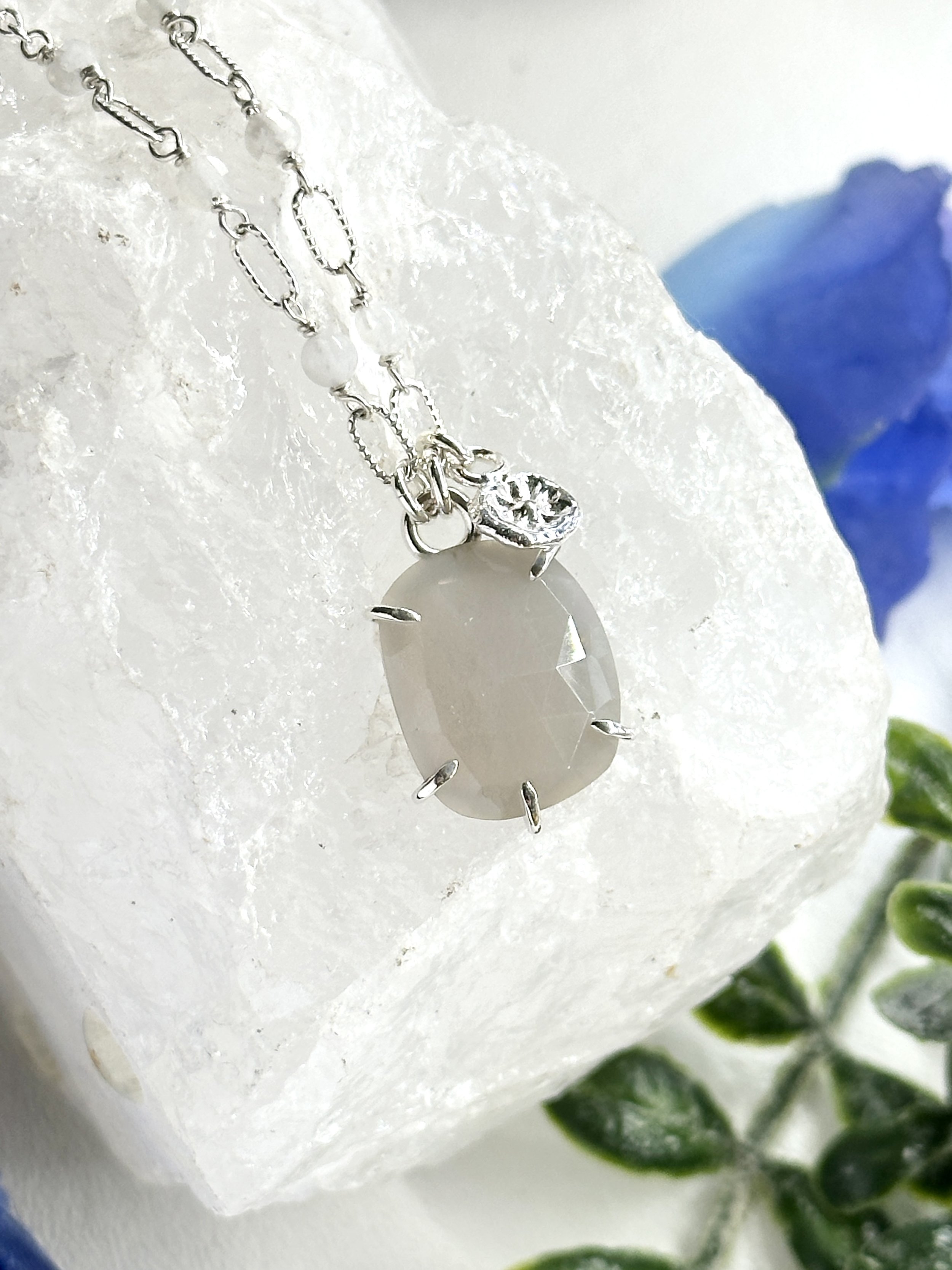 Grey moonstone necklace