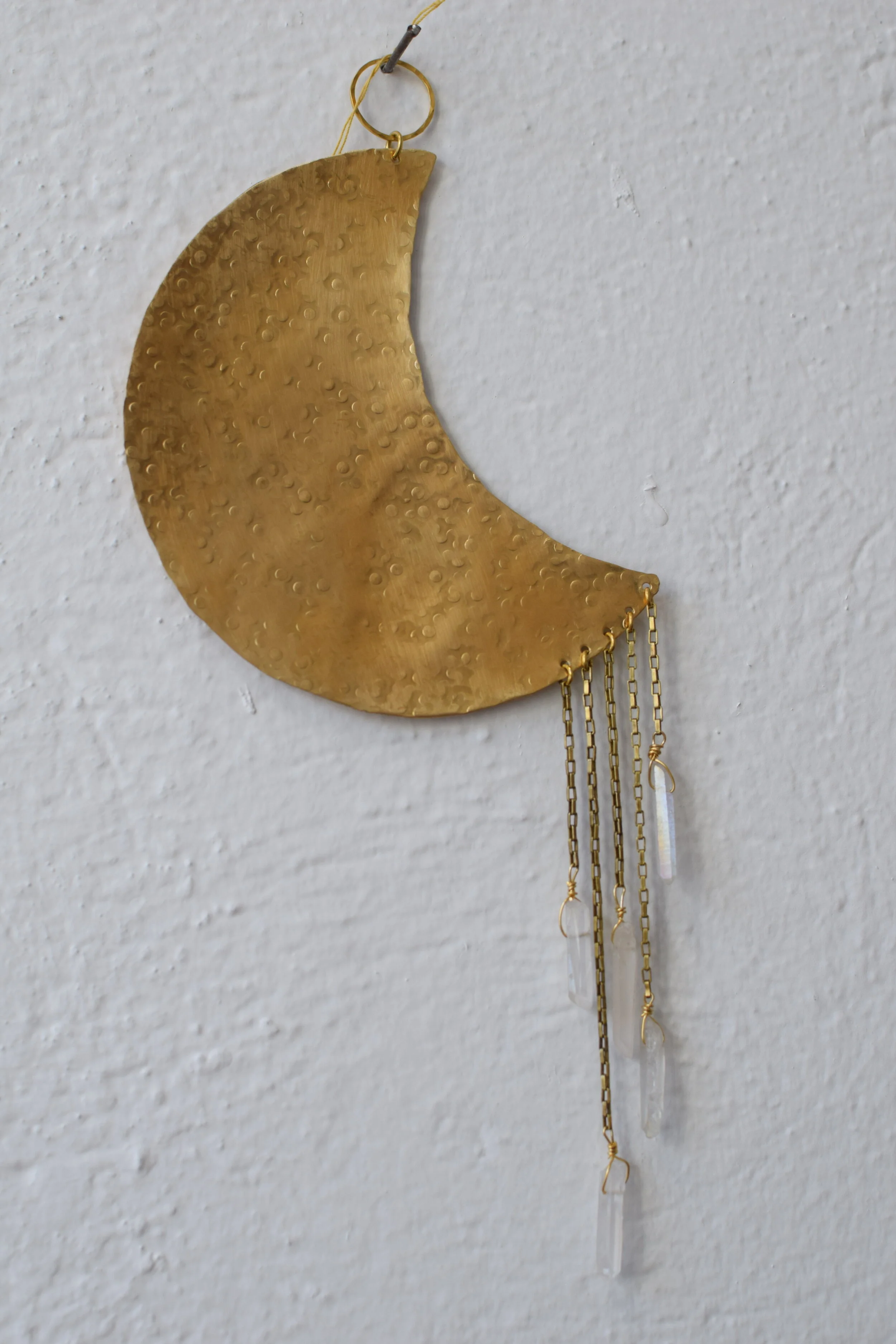 Hammered Brass Moon and Quartz Wall Hanging — The Watchmaker's Daughter