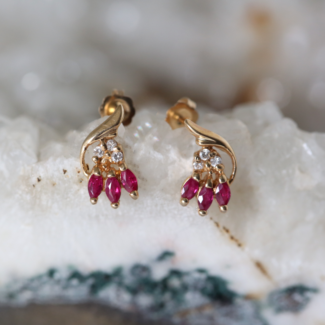 Round and Pear Shape Ruby Dangle Earrings, 14K White Gold – Fortunoff Fine  Jewelry