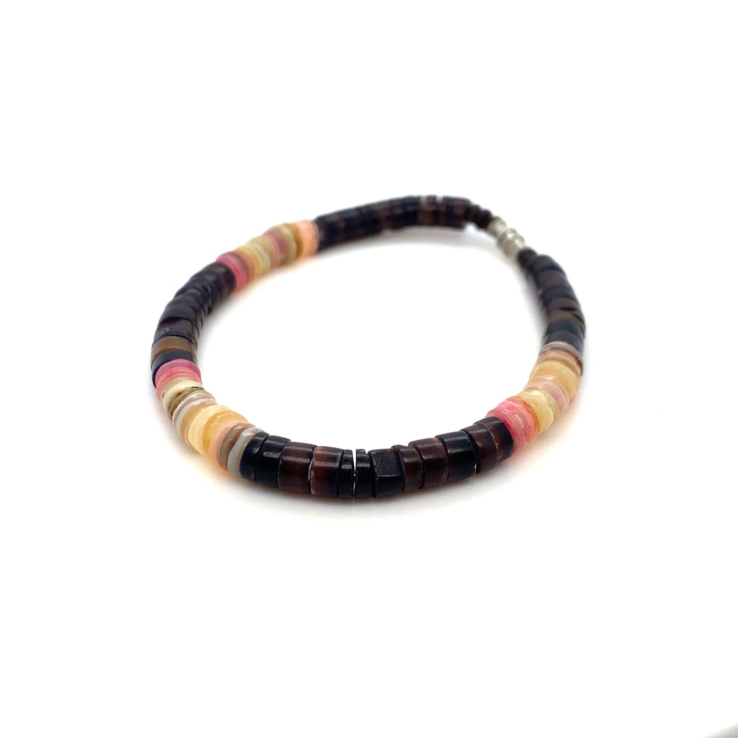 Cute Vintage Shell and Tigers Eye Rondel Beaded Bracelet — The