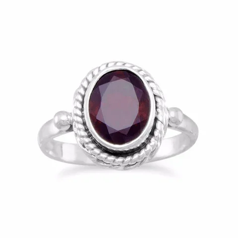 Sterling Faceted Garnet Ring