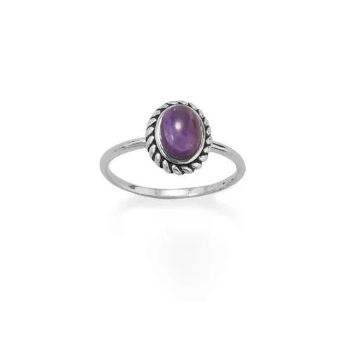 Dainty Sterling Amethyst Ring