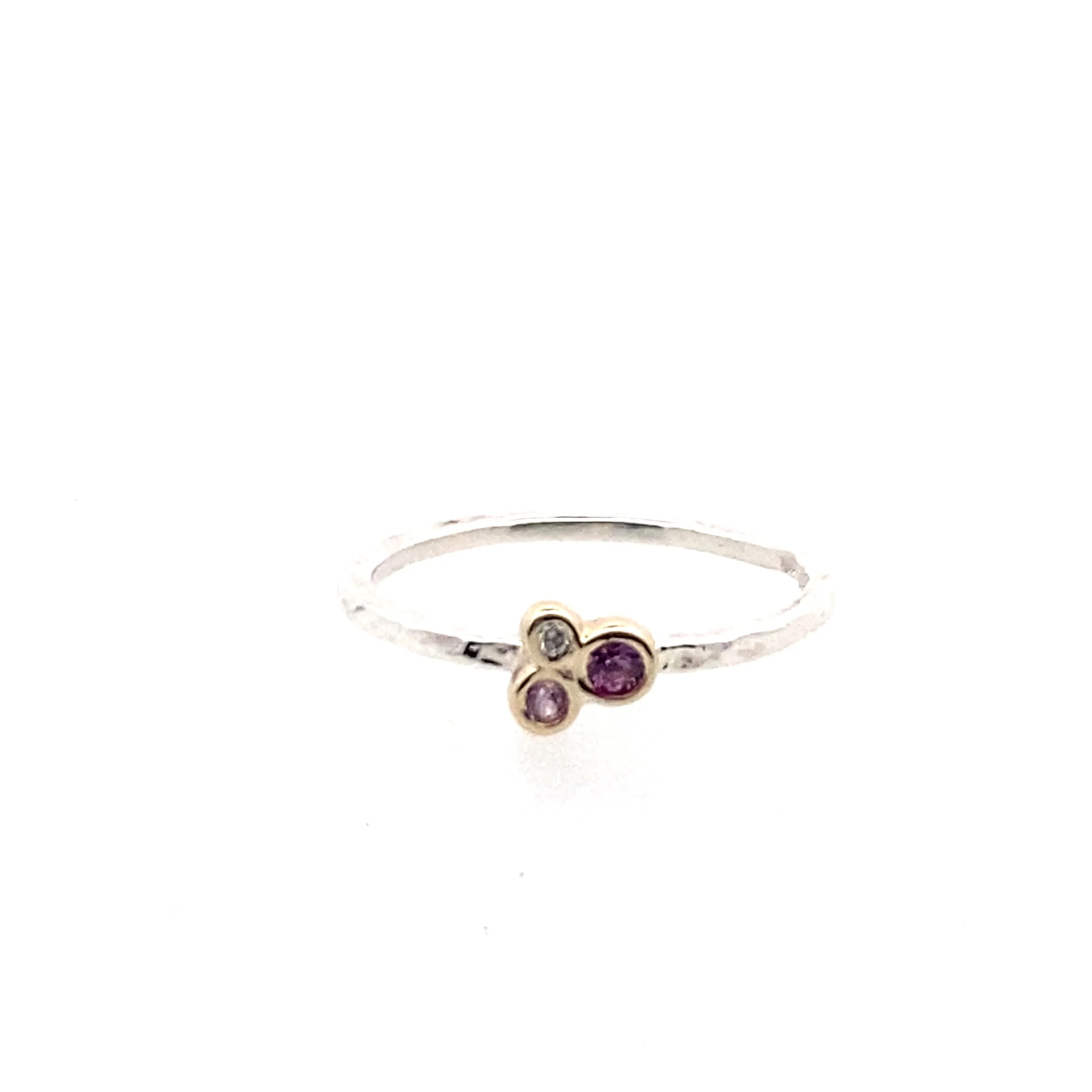 Handmade Pink Sapphire and Diamond Bubble Stacker Ring
