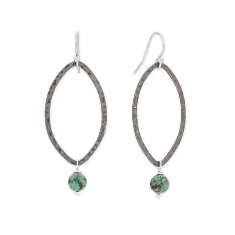 Marquise Chrysocolla Bead Drop Earrings