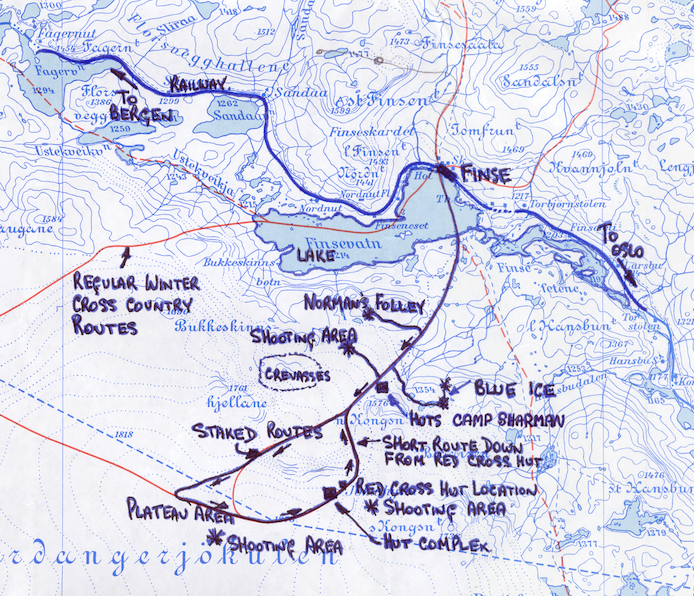 Original production map showing the main shooting locations.