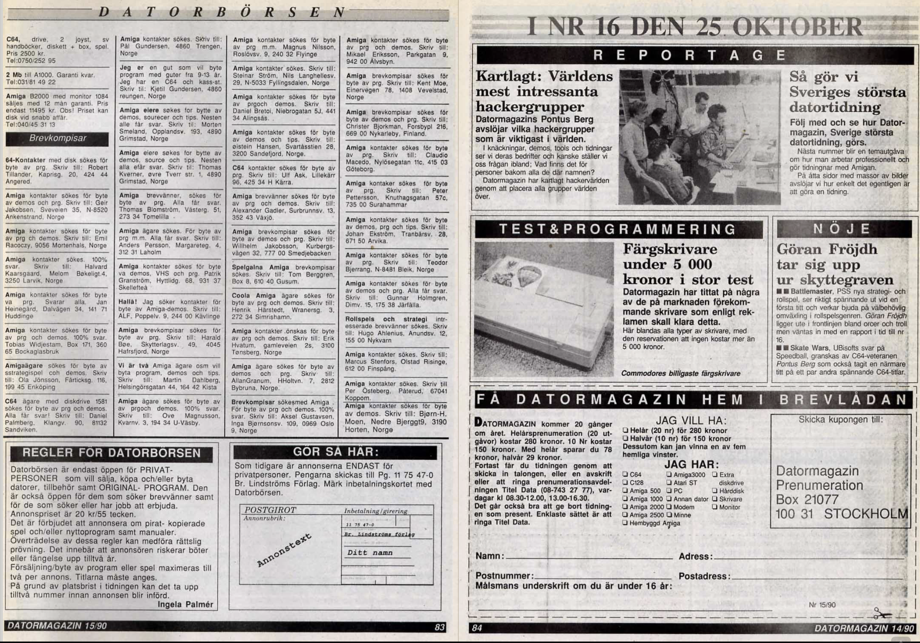 Datormagazin nr 14 - 1990 - How we connected and exchanged progs at that time.