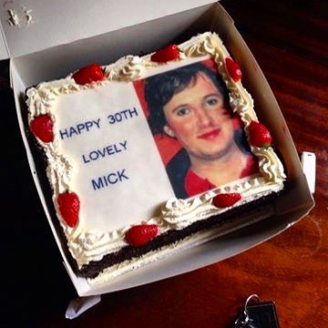 Happy Birthday @mickcullinan - the prettiest member of Dead Cat Bounce. This cake is from a few years back. The photo on the cake was taken on the set of the Rugby video, when the makeup lady got very excited by Mick&rsquo;s delicate features and got