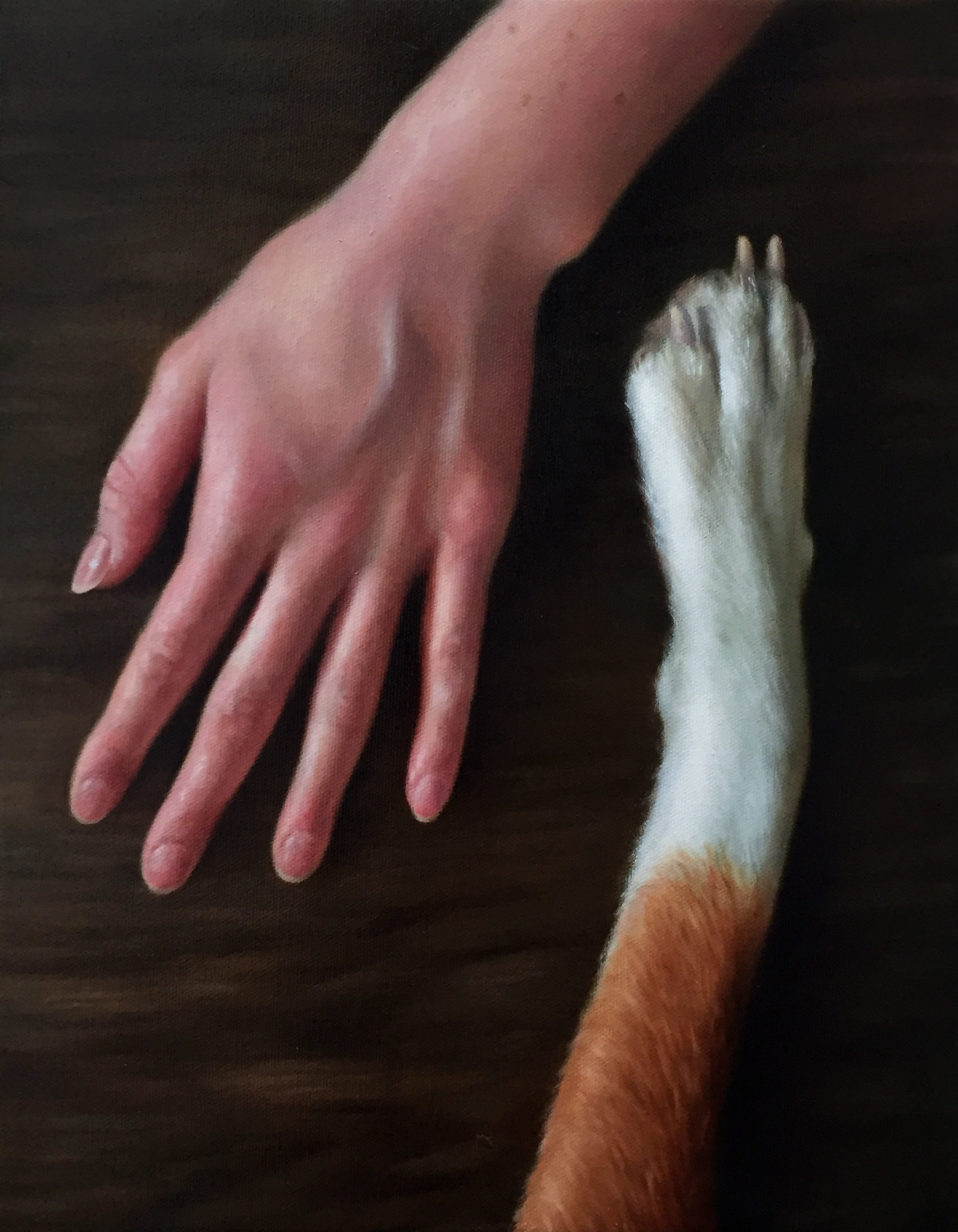   UNTITLED (PAW &amp; HAND)  oil on canvas 14” x 11” 2017 