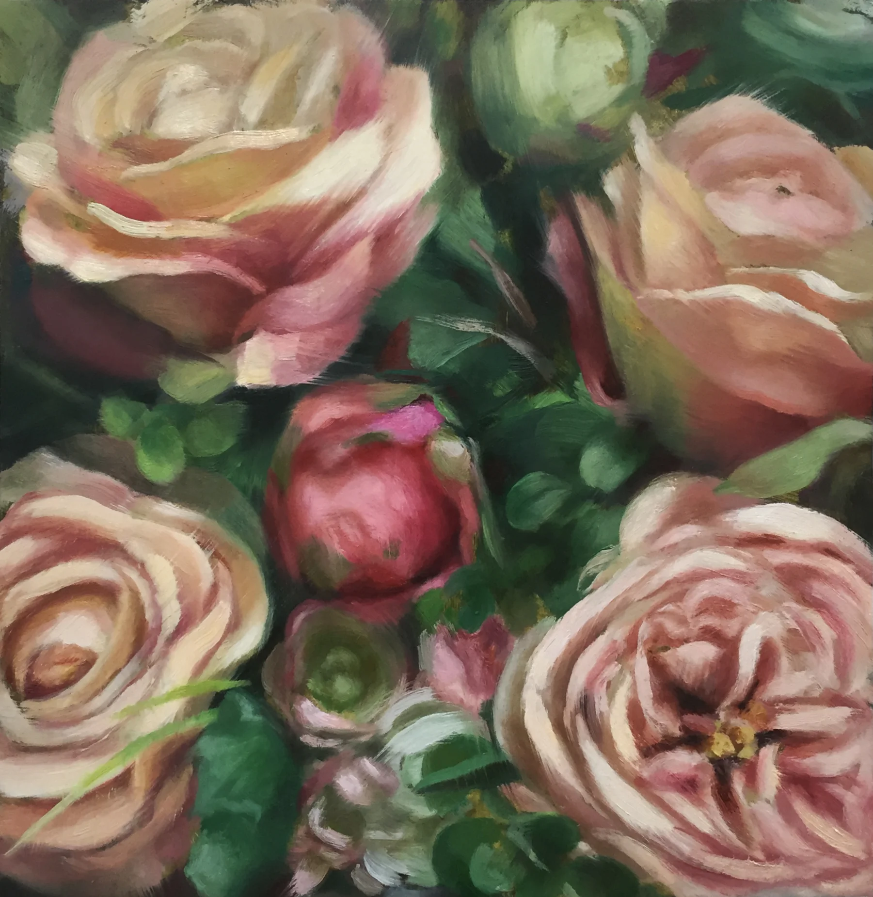 9/9/17 FLOWERS II oil on panel 6” x 6” 2017