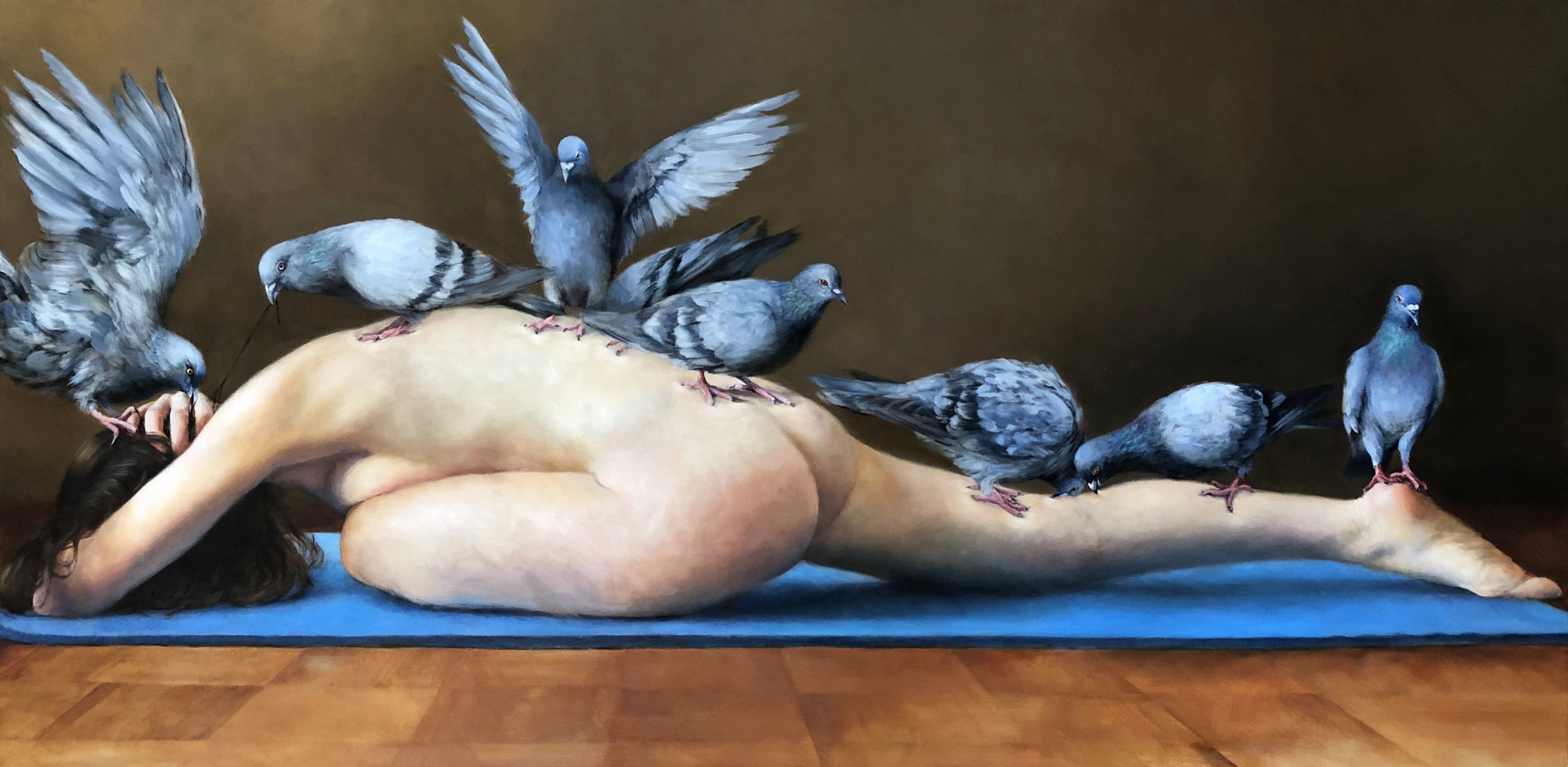   PIGEON POSE   oil on canvas 24” x 48” 2016 
