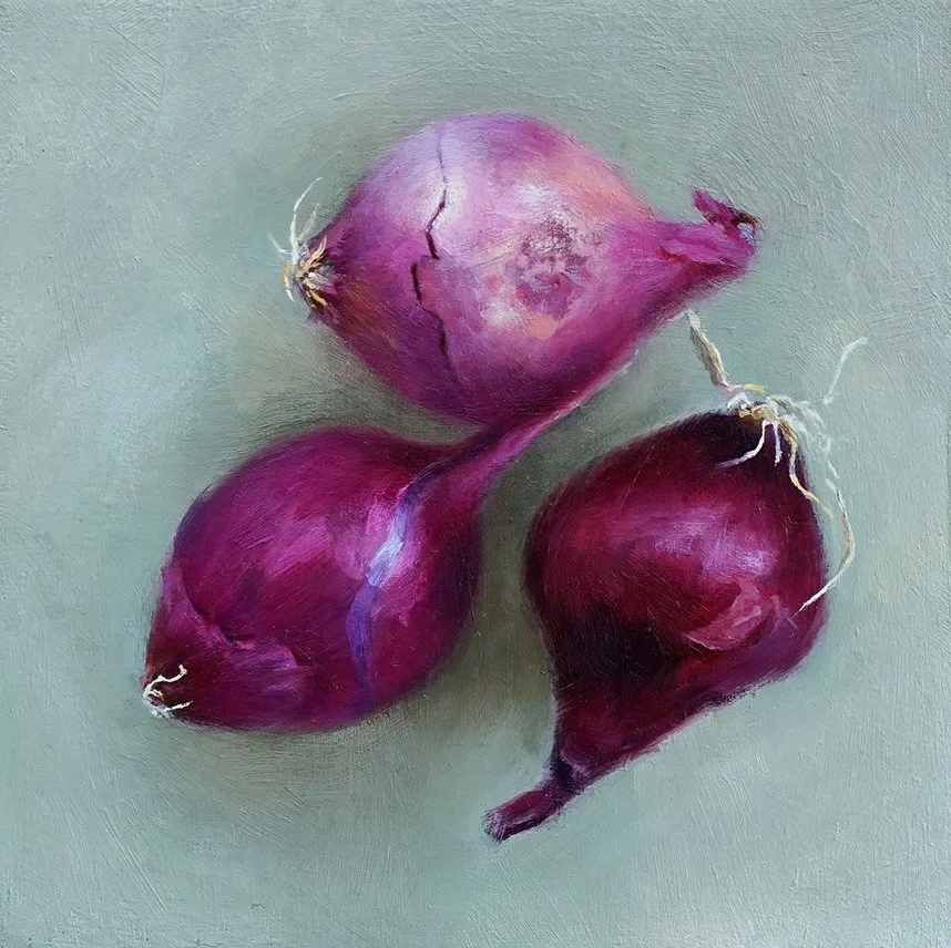   PEARL ONION TRIO  oil on canvas 4” x 4” 2019 