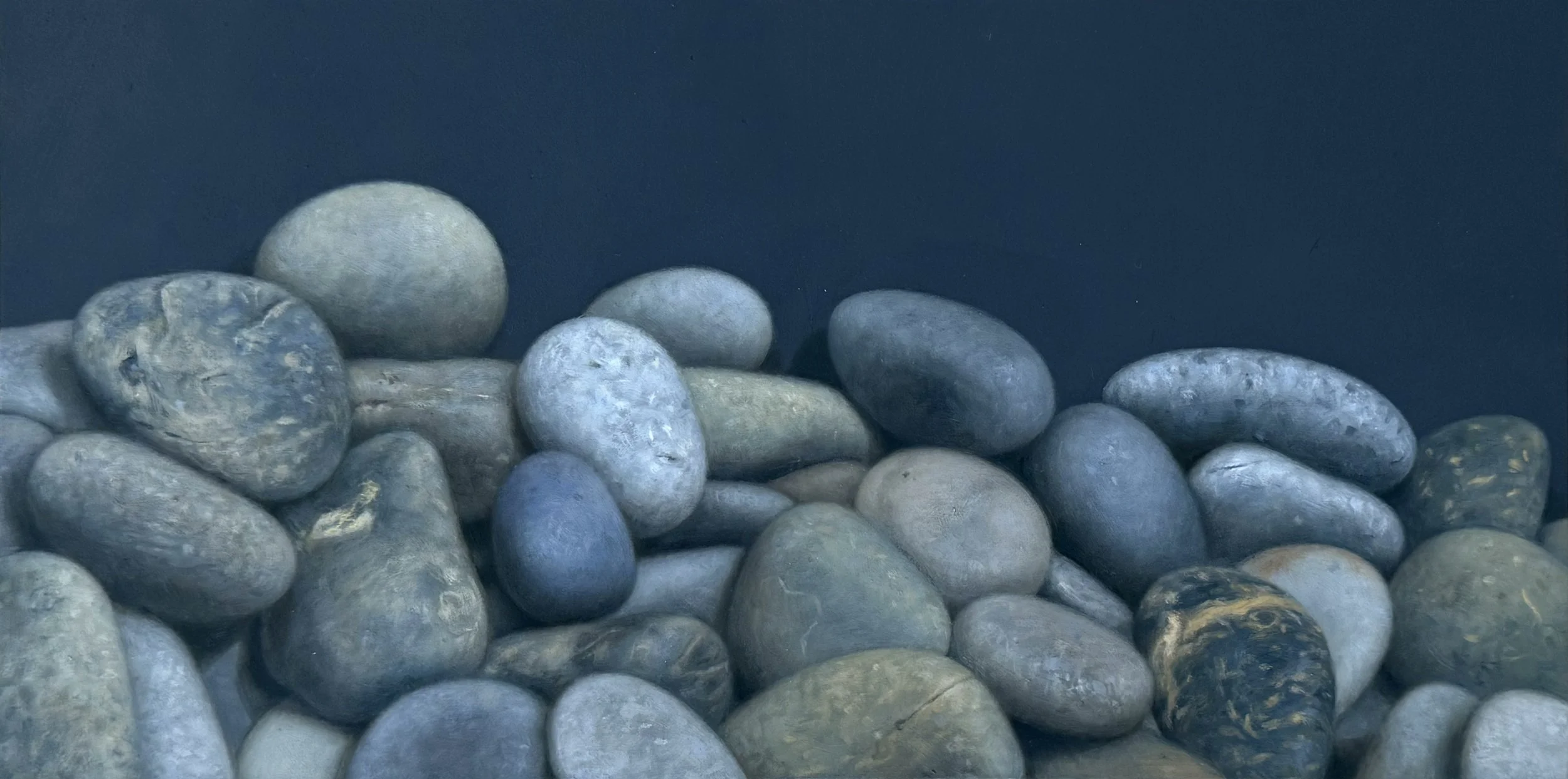   STONES (GRAY ON GRAY)  oil on panel 6” x 12” 2026 