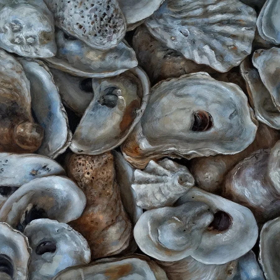   OYSTERS (SEPTEMBER 28)  oil on panel 6” x 6” 2024 