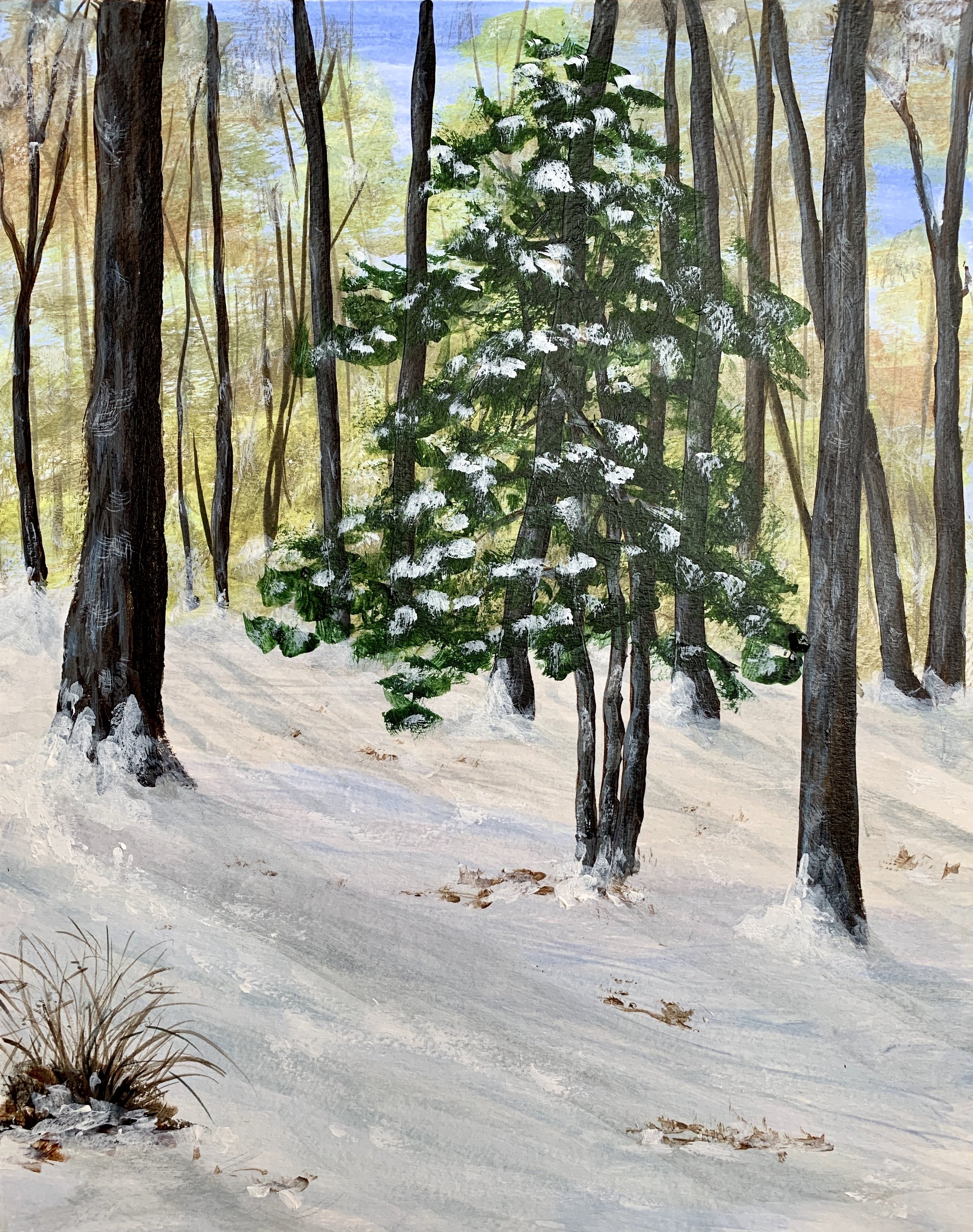FIRST SNOW     ACRYLIC ON ART BOARD  8”X10”     SOLD  