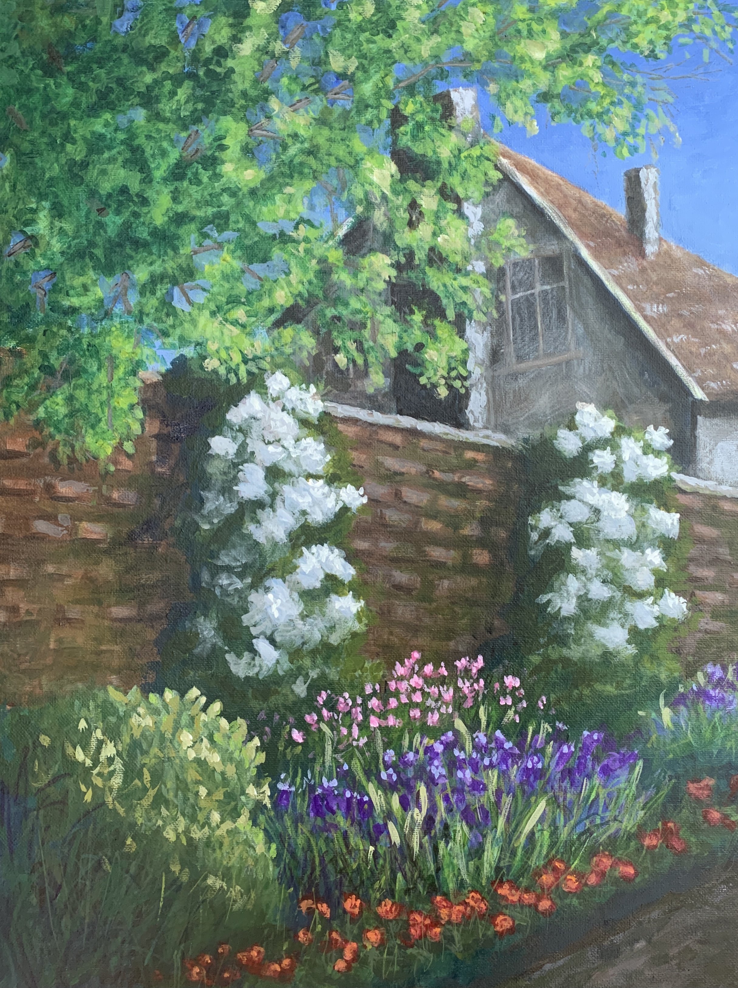 ENGLISH GARDEN.   ACRYL IC ON CANVAS. 16”X20”     $310.00 +tax