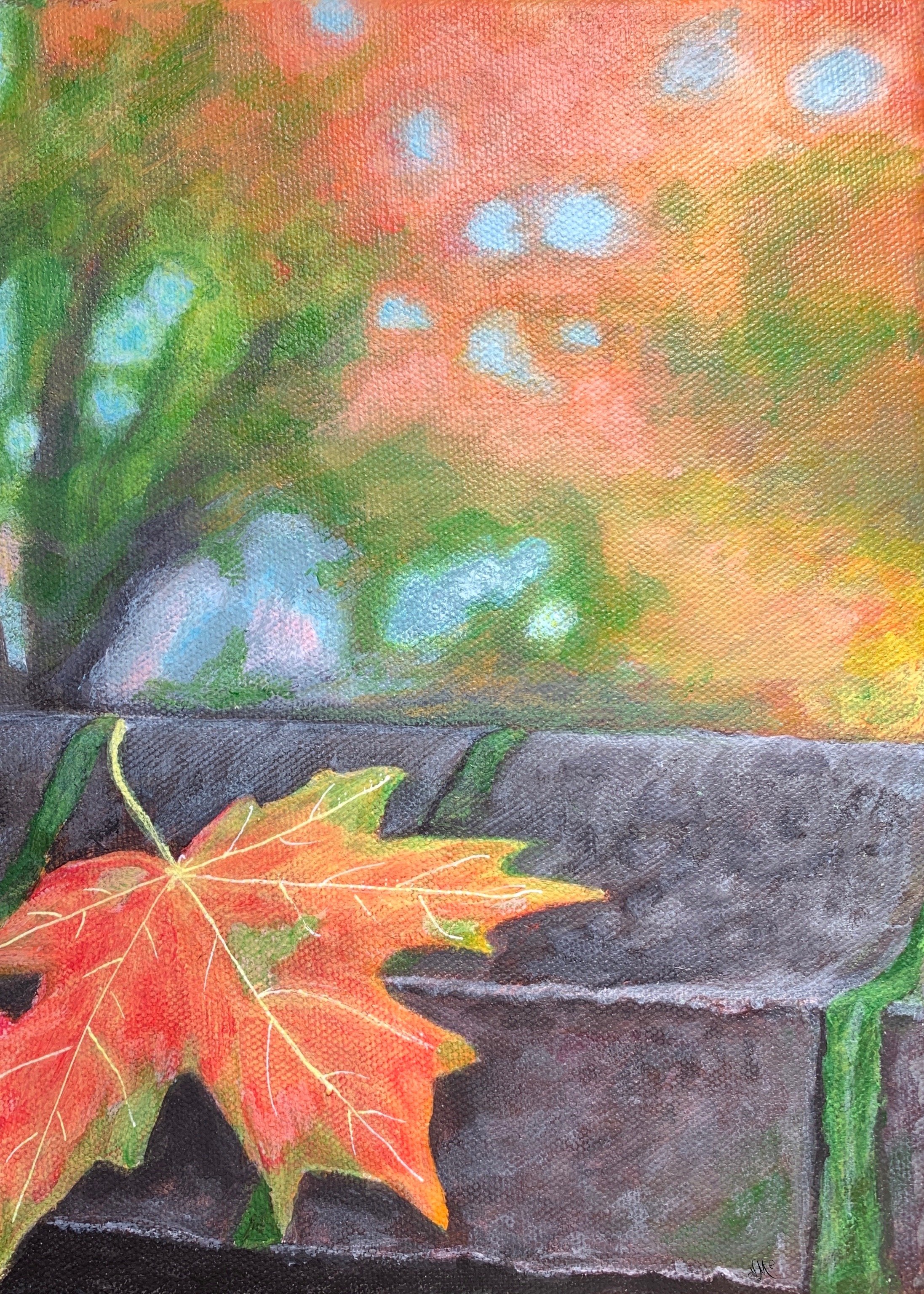 FALLEN LEAF     ACRYLIC ON CANVAS  8”X10”     $195.00  +tax