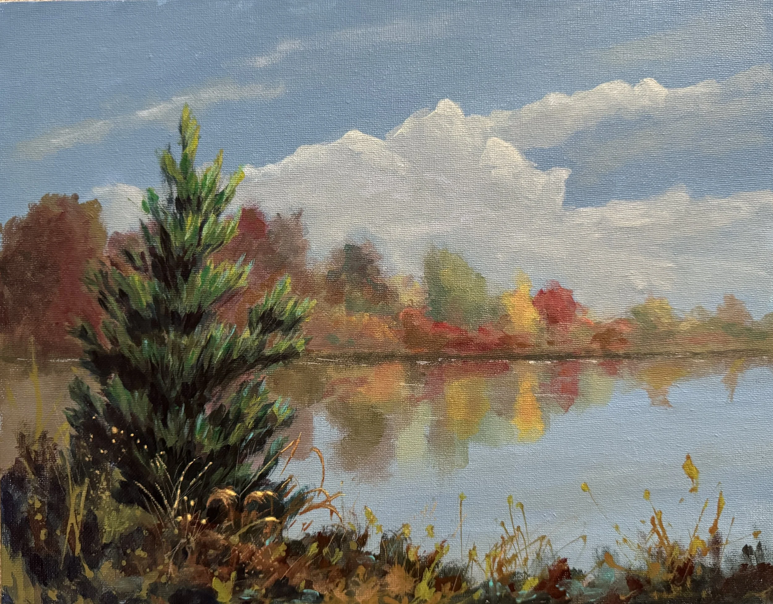 AUTUMN LAKE IN KINGSTOWN  ACRYLIC   16X20   $275