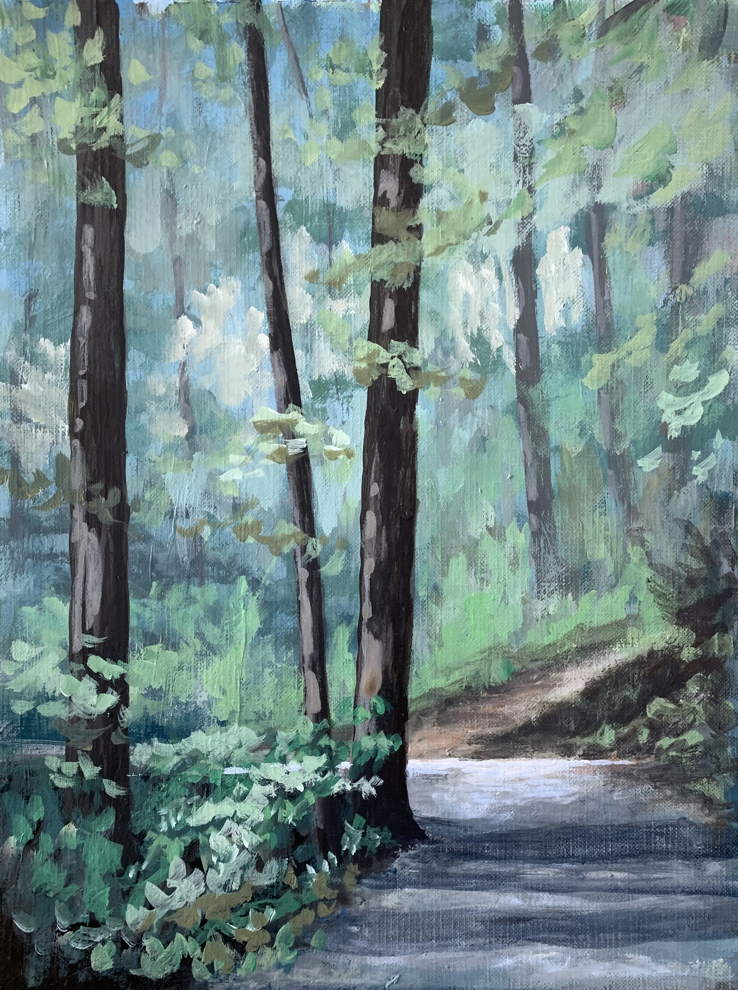 LAKE ACCOTINK TRAIL - SPRING  ACRYLIC   8X10  $150
