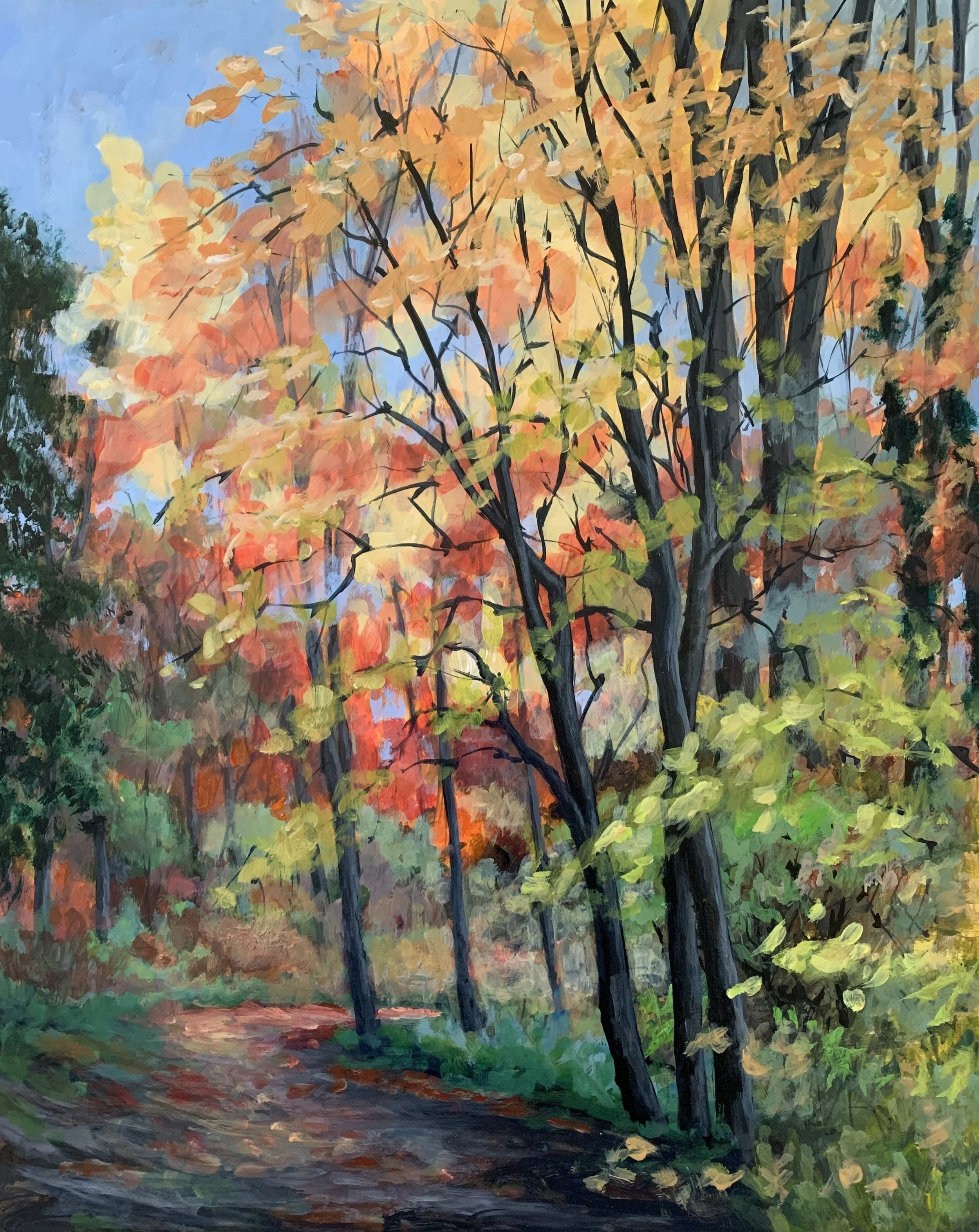 INTO THE WOODS - AUTUMN   ACRYLIC   16X20  $375