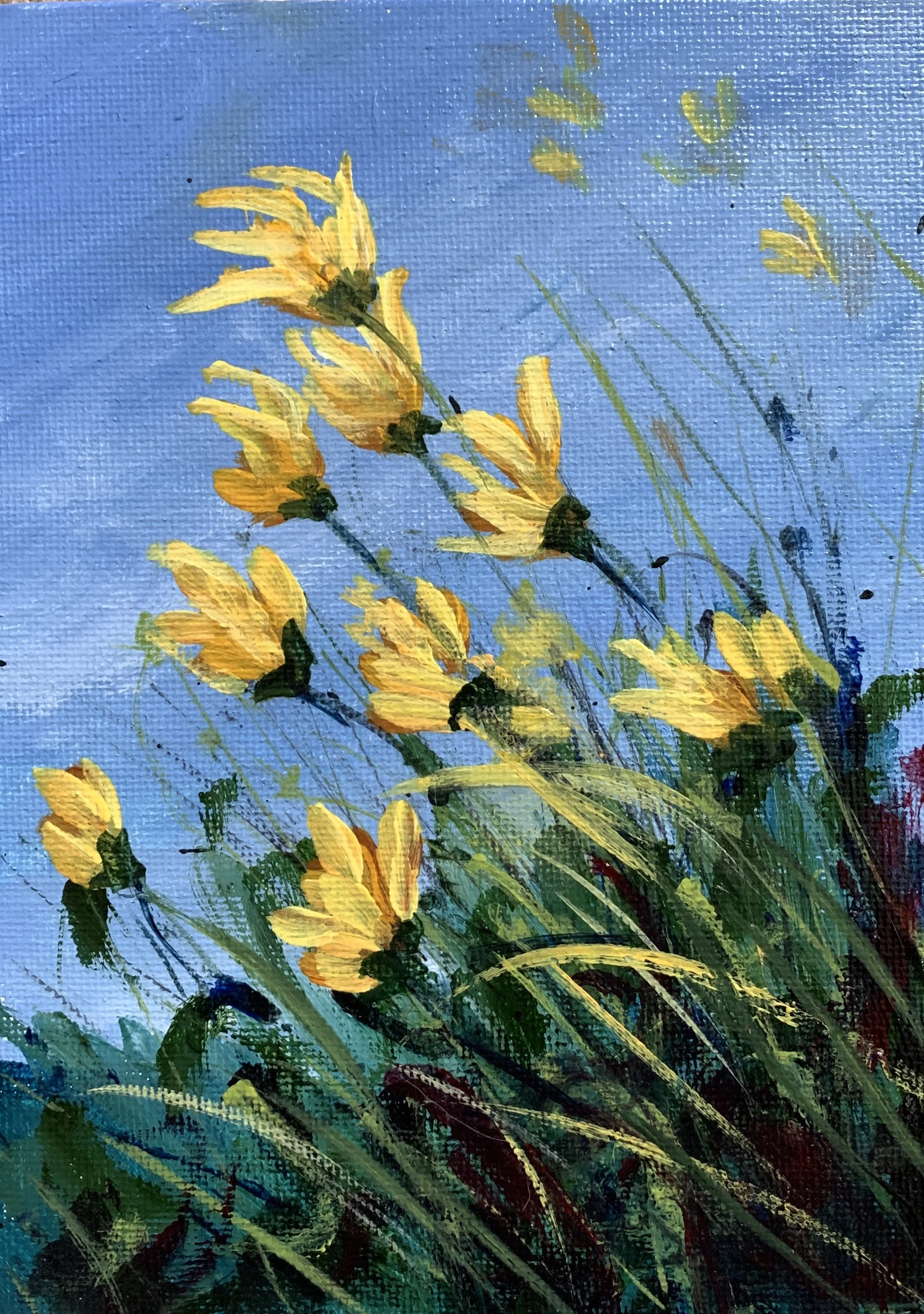 YELLOW FLOWERS   ACRYLIC   5X7   $85