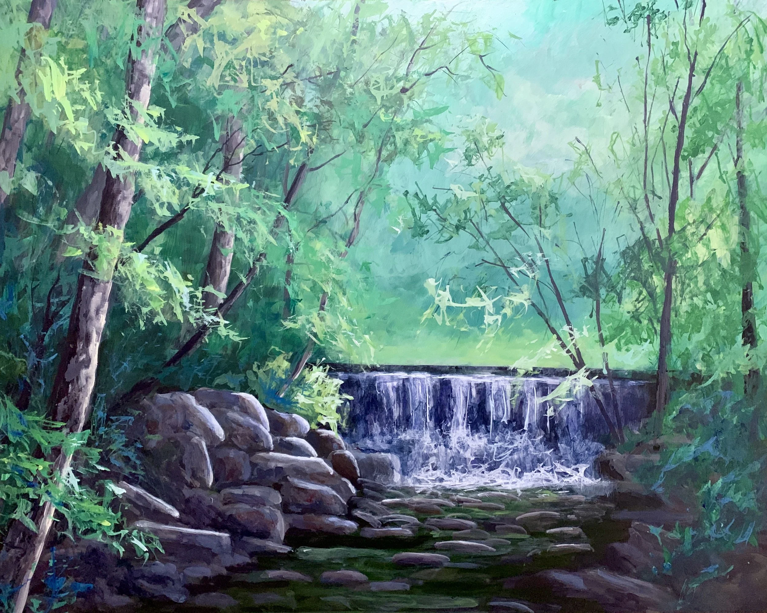 WATERFALL - SUSQUEHANNA STATE PARK   ACRYLIC   16X20   $300