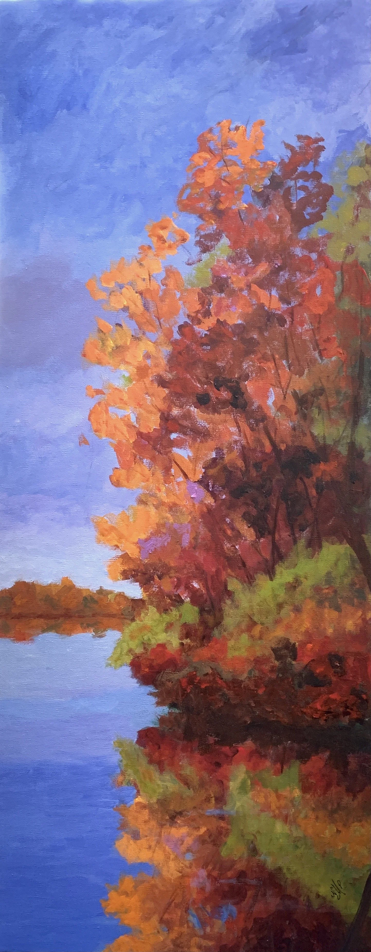 ACCOTINK LAKE IN AUTUMN, 16X40, $325