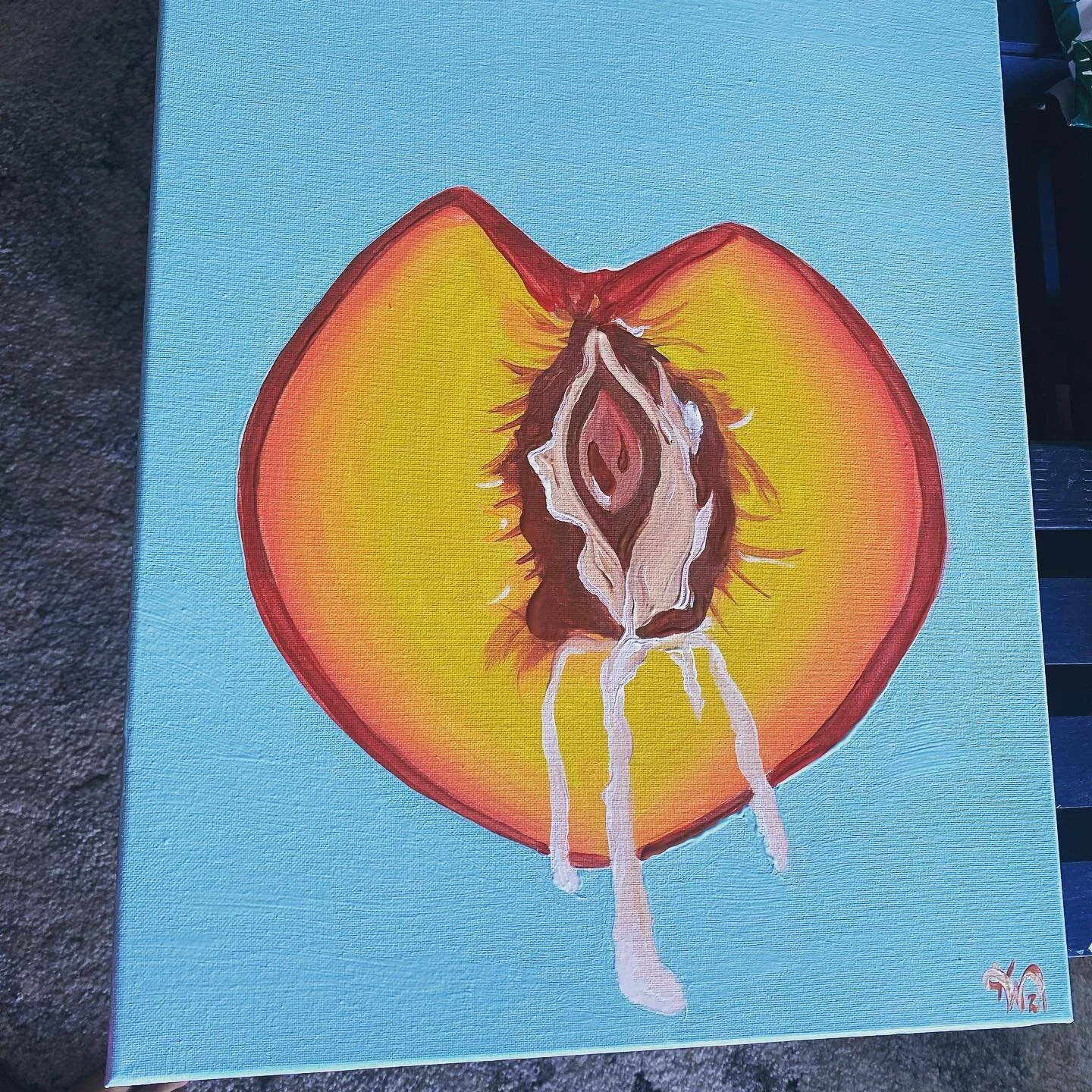 Imperfectly perfect 🍑 #pussypower #freehandpainting #mcsteamy #peachpainting #steamy #yonisteam #drip #forsale #pussychronicles