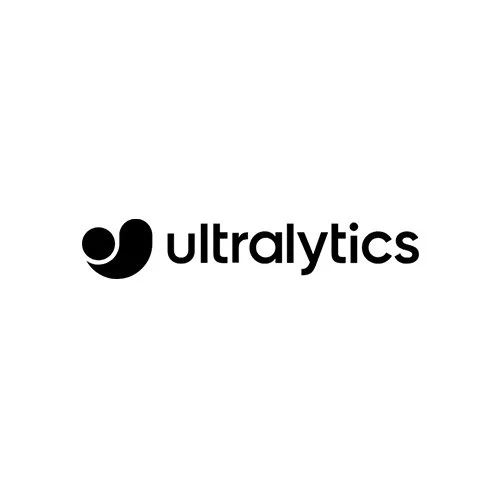 Ultralytics logo in black text with an abstract symbol on the left.