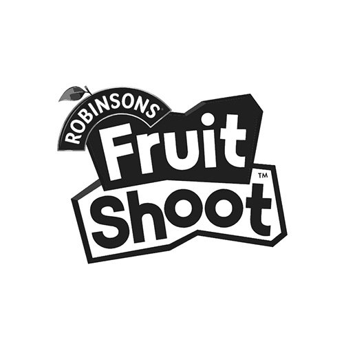 Robinson's Fruit Shoot logo displayed in black and white.