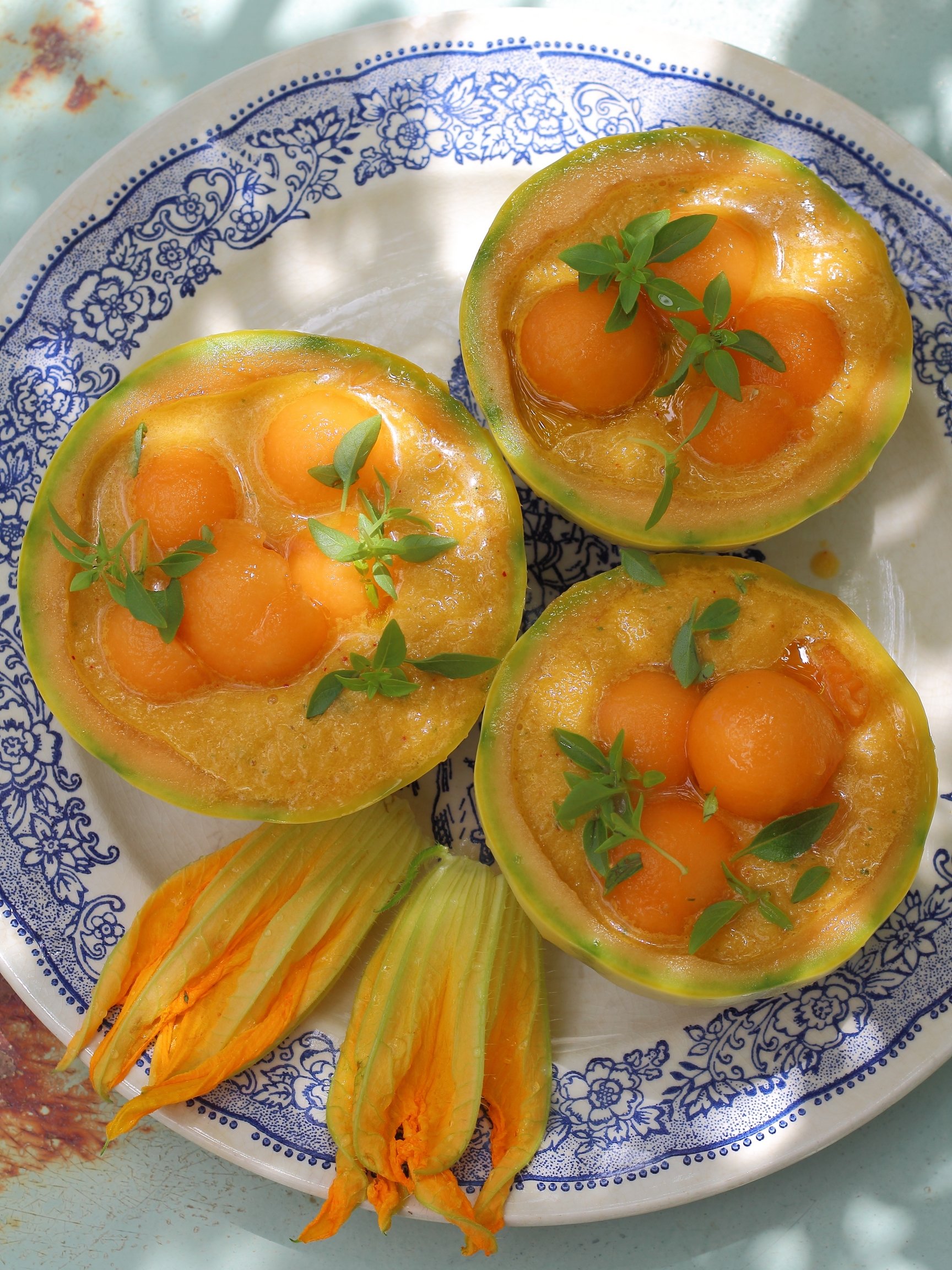 fresh savoury melon soup