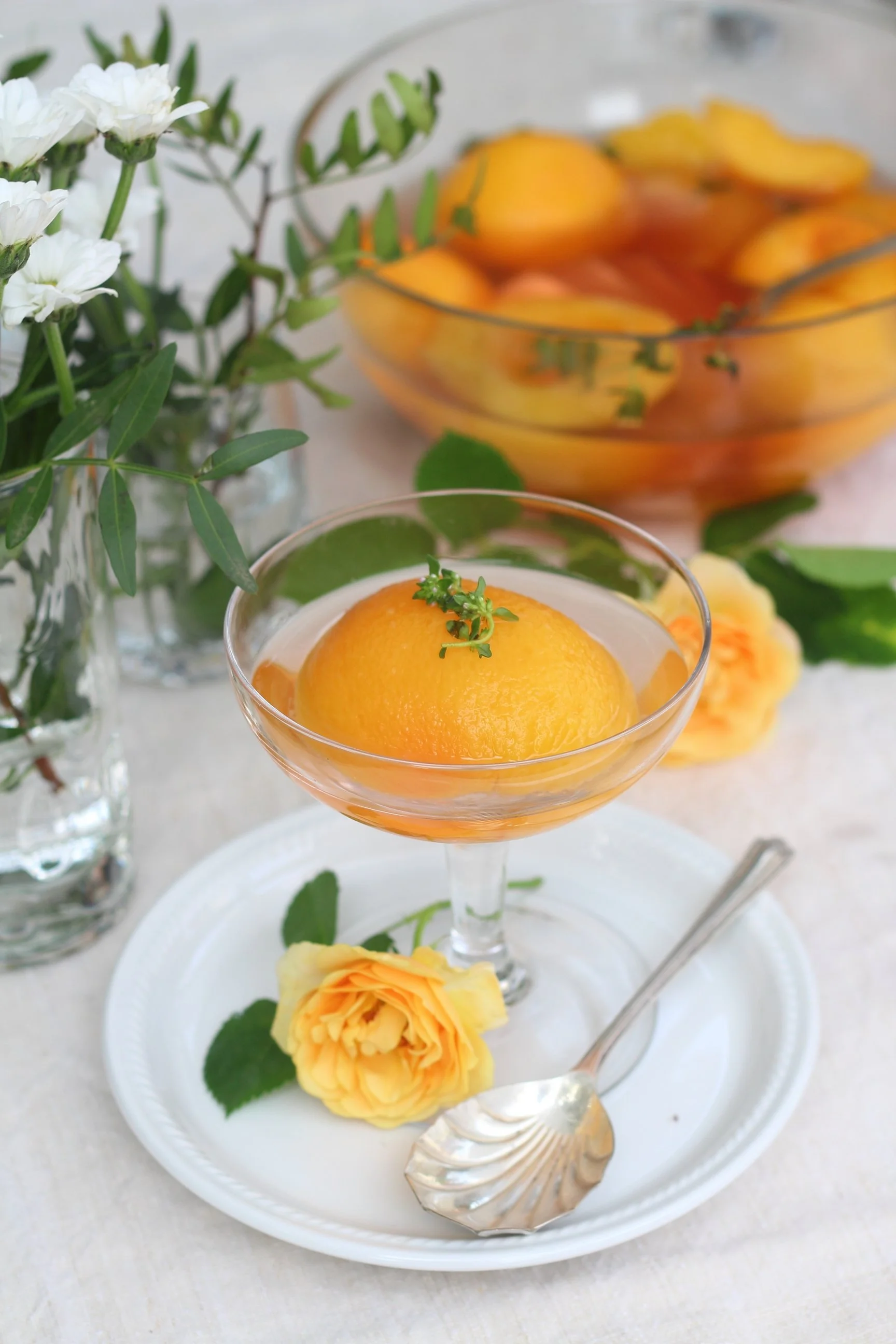 peaches in ginger syrup summer dessert