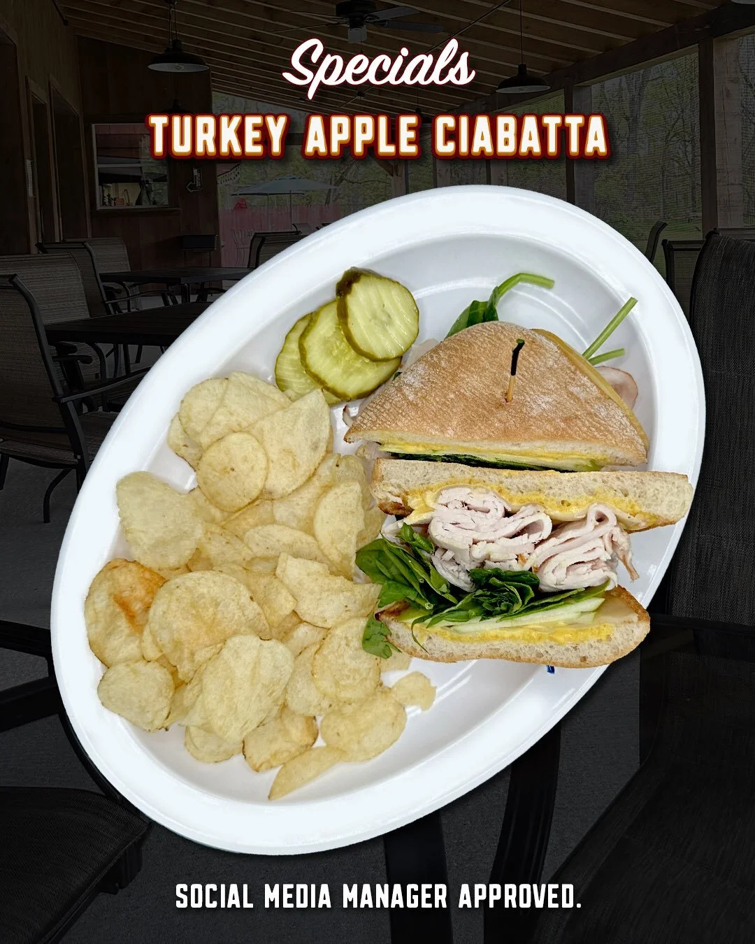 If you&rsquo;re looking for a lunch that keeps things fresh, this one&rsquo;s got your name on it.

Our Turkey Apple Ciabatta is stacked with sliced turkey, smoked mozzarella, fresh spinach, crisp apple slices, and honey mustard on a toasted ciabatta