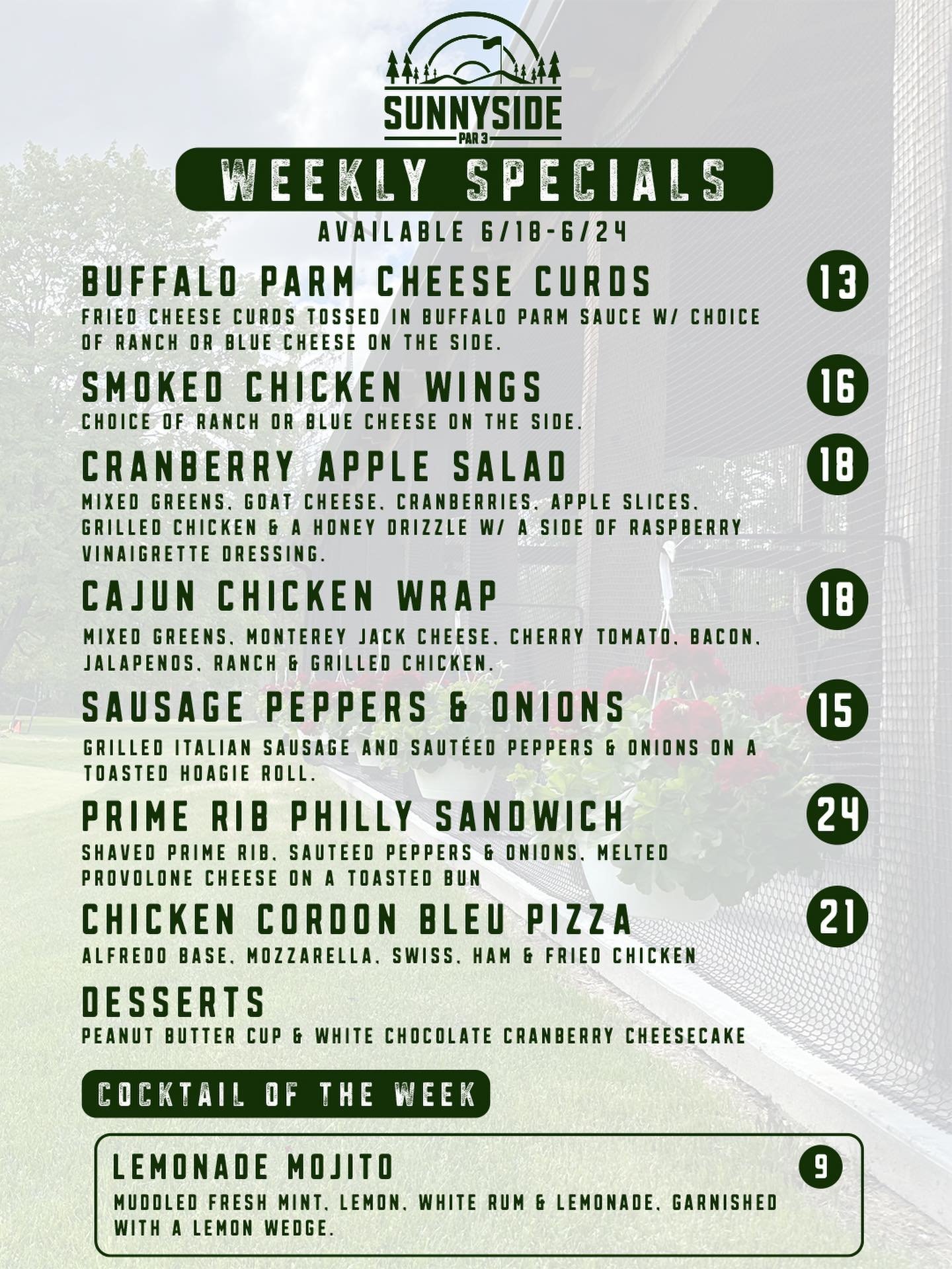 Fresh specials have landed at the Par ⛳

This week&rsquo;s menu is bringing a little bit of everything to the table:

🧀 Buffalo Parm Cheese Curds (because regular cheese curds weren&rsquo;t causing enough trouble)
🍗 Smoked Chicken Wings (a returnin