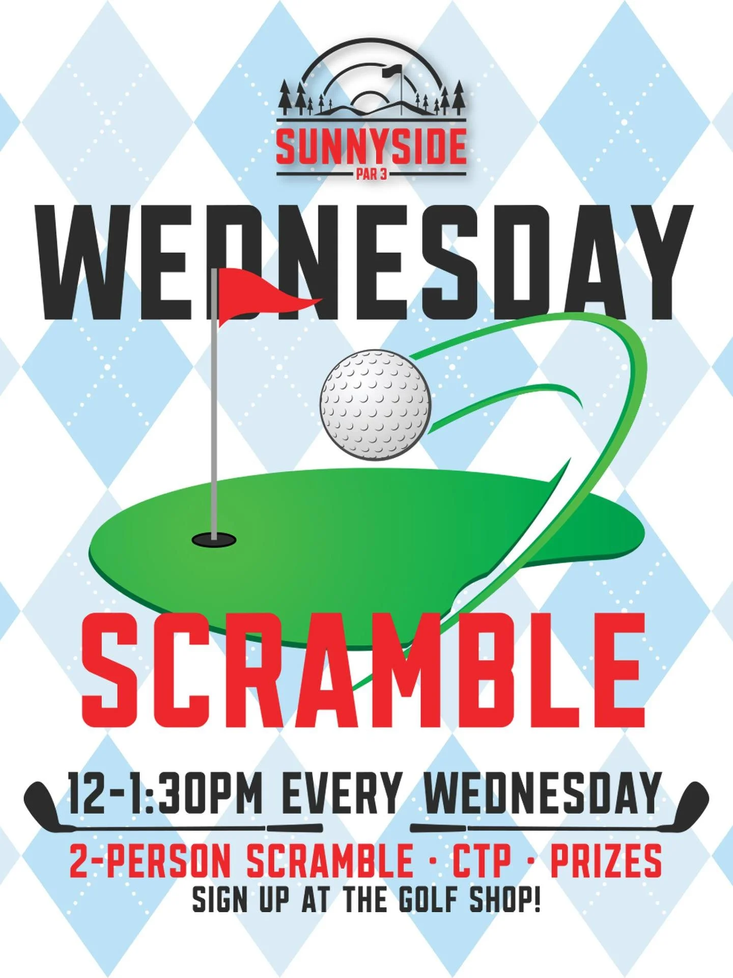 Midweek golf sounds a lot better than midweek emails. ⛳️

Join us every Wednesday from 12&ndash;1:30PM for our Wednesday Scramble.

🏌️ 2-person scramble
🎯 Closest to the pin
🏆 Prizes
📝 Sign up in the golf shop

Grab a partner, take a long lunch, 