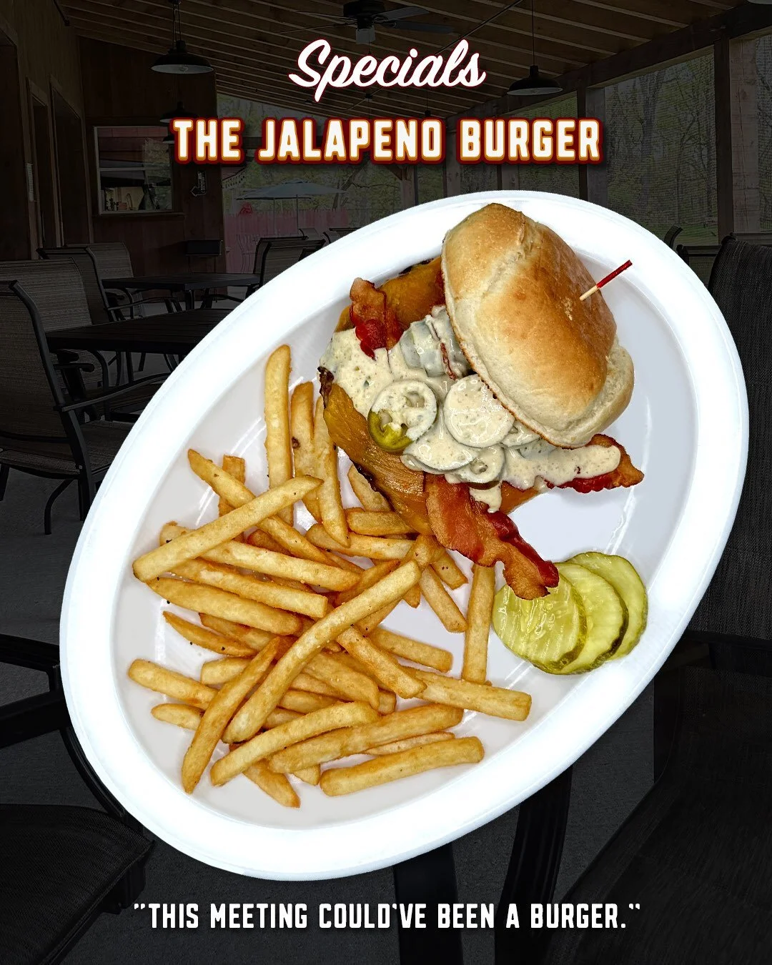 Some burgers have lettuce. Some have a tomato. Some make a polite little effort and call it a day.

The Jalape&ntilde;o Burger is not one of those burgers. 🌶️🍔

We&rsquo;re talking a seasoned burger topped with cheddar cheese, bacon, jalape&ntilde;