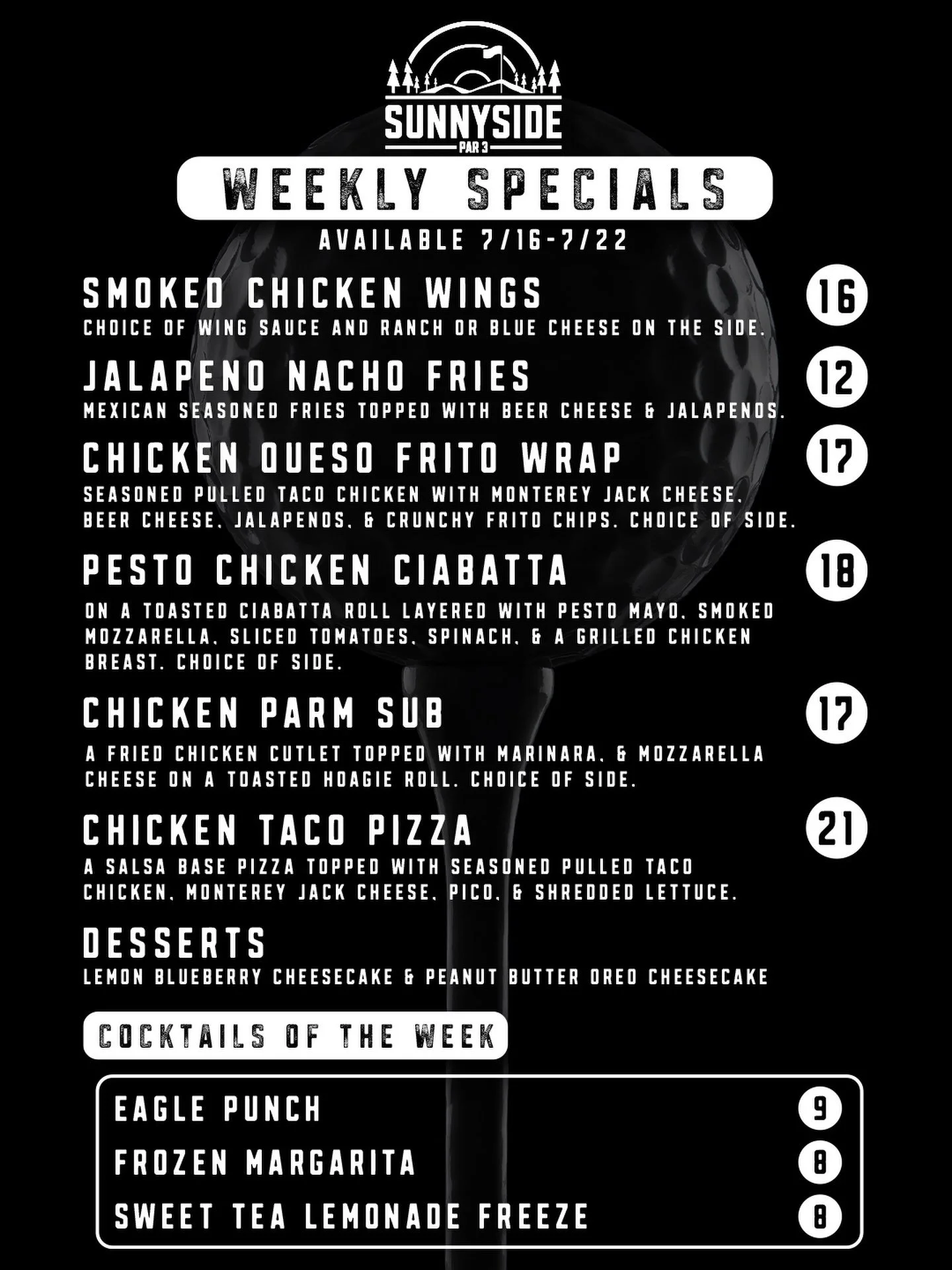 Fresh specials have officially hit the menu! ⛳

Here&rsquo;s what&rsquo;s waiting for you this week:

🌶️ Jalape&ntilde;o Nacho Fries (because regular fries had their chance)
🌯 Chicken Queso Frito Wrap (loaded, crunchy, and unapologetically messy)
?