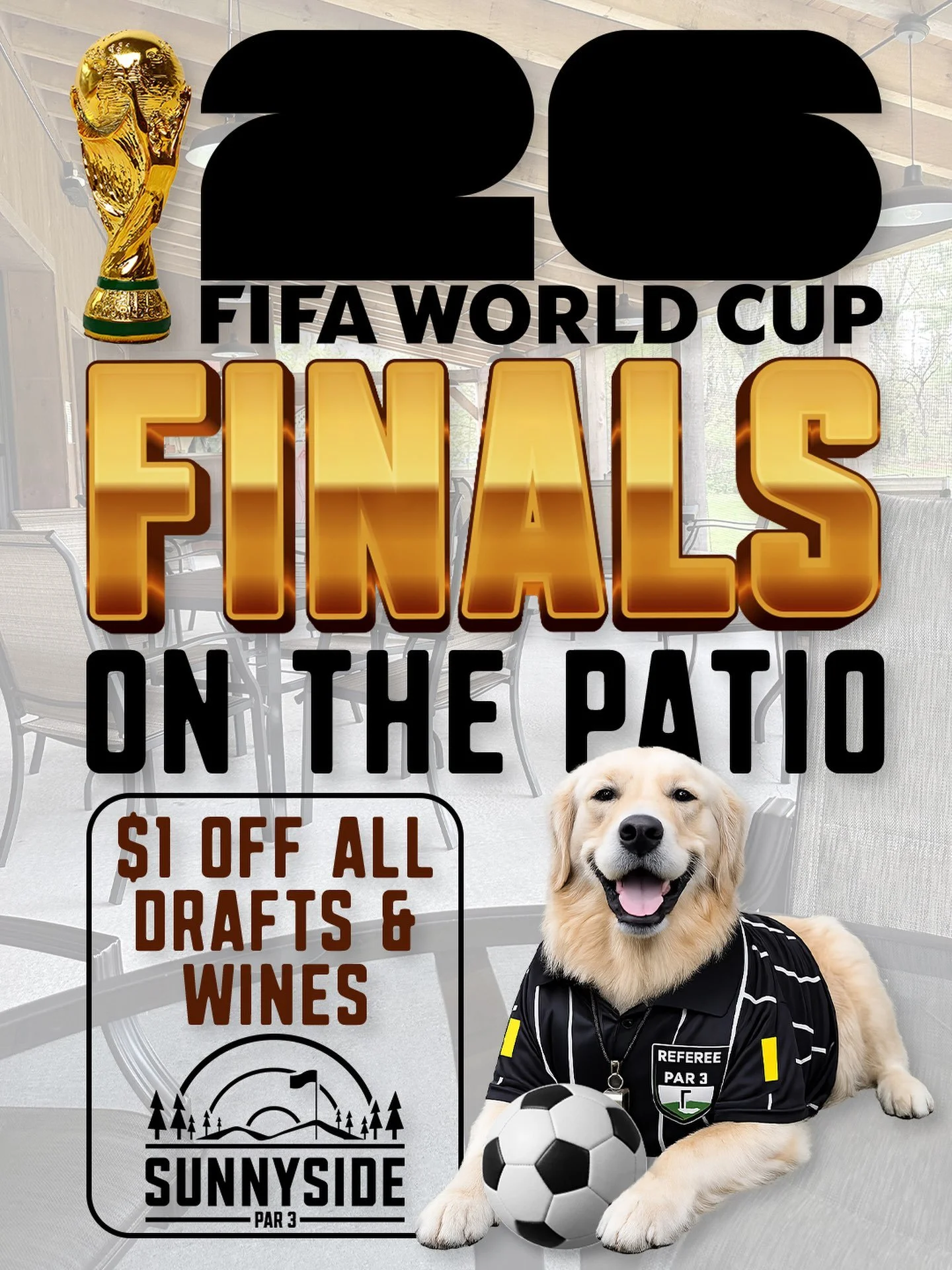 ⚽🏆 The FIFA World Cup Final is here! 🏆⚽

If you&rsquo;re looking for the best seat in town, our patio is the place to be. Catch every minute of the action on our large outdoor TVs while soaking up this gorgeous weather.

🐕 Referee Kentucky will be